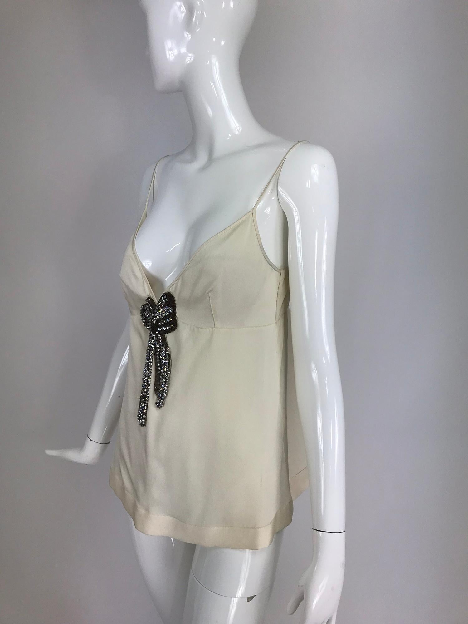 Alexander McQueen cream silk satin rhinestone camisole top 6