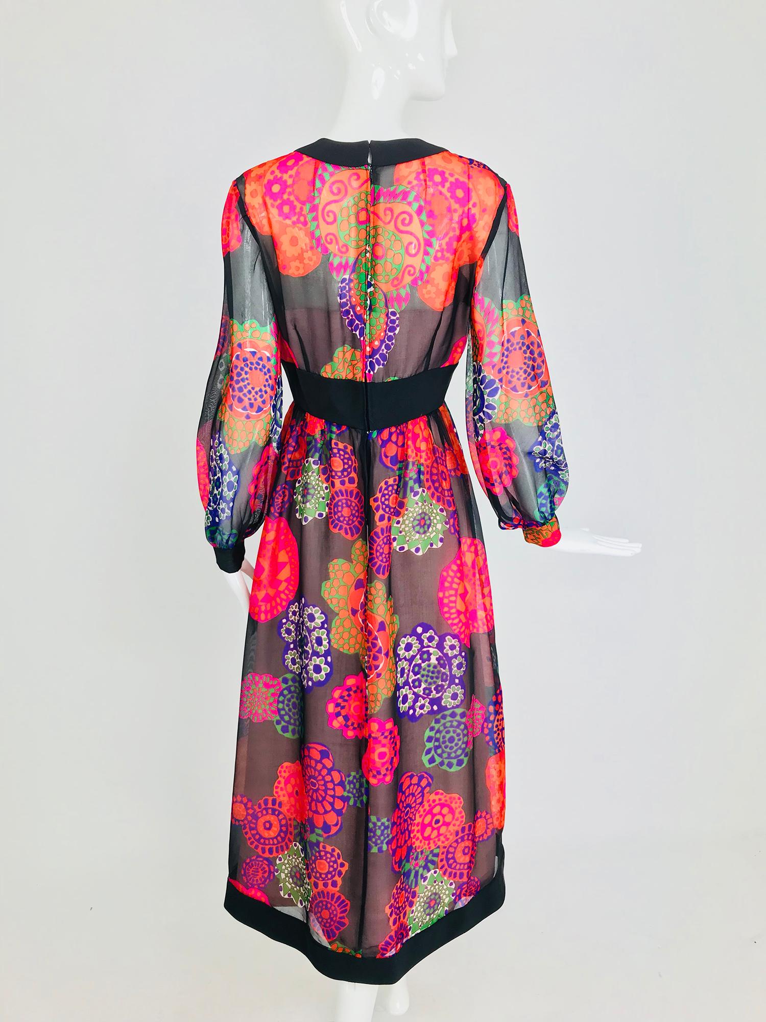 Shannon Rodgers for Jerry Silverman floral silk organza midi dress 1970s 2