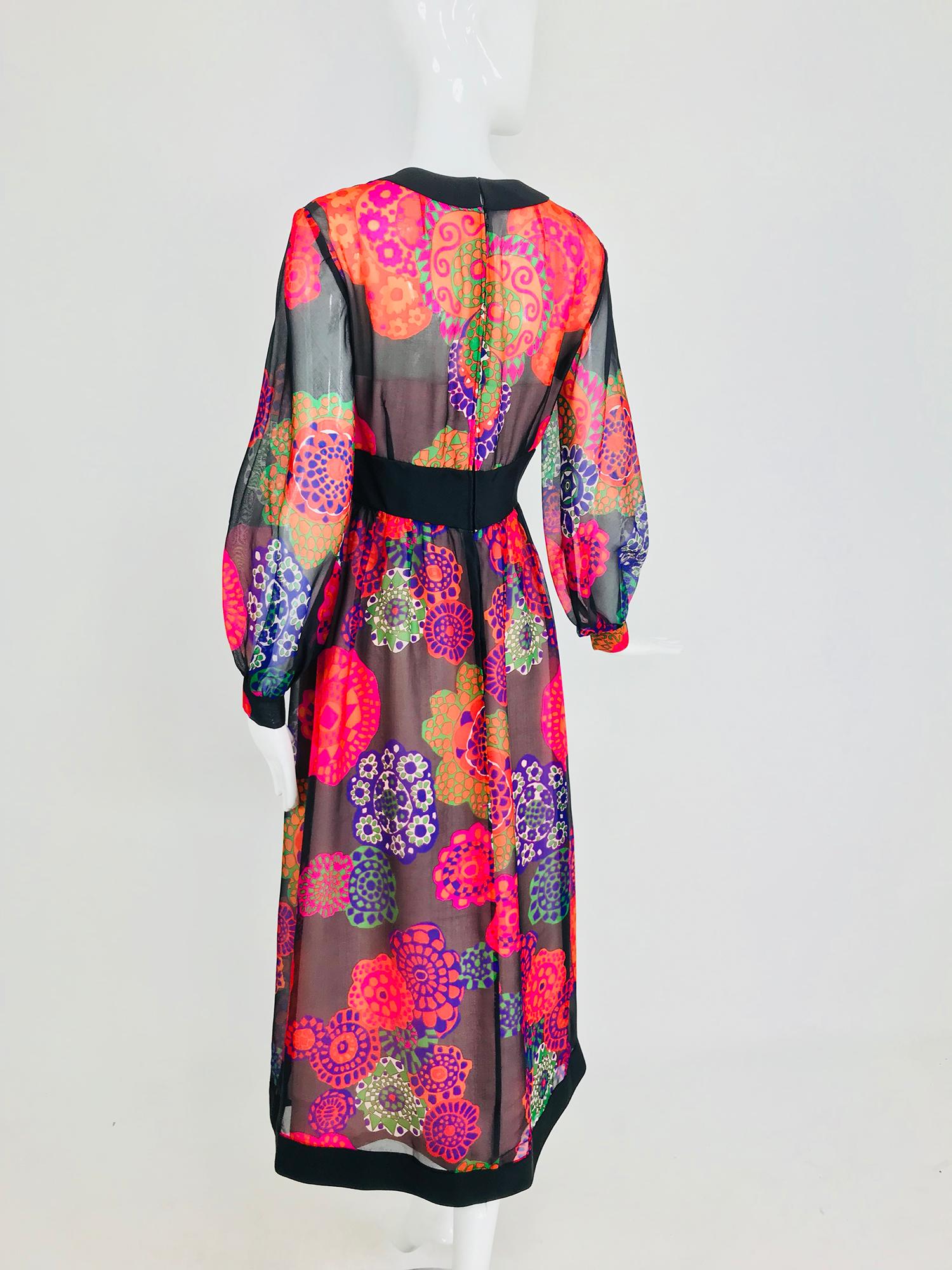 Shannon Rodgers for Jerry Silverman floral silk organza midi dress 1970s 3