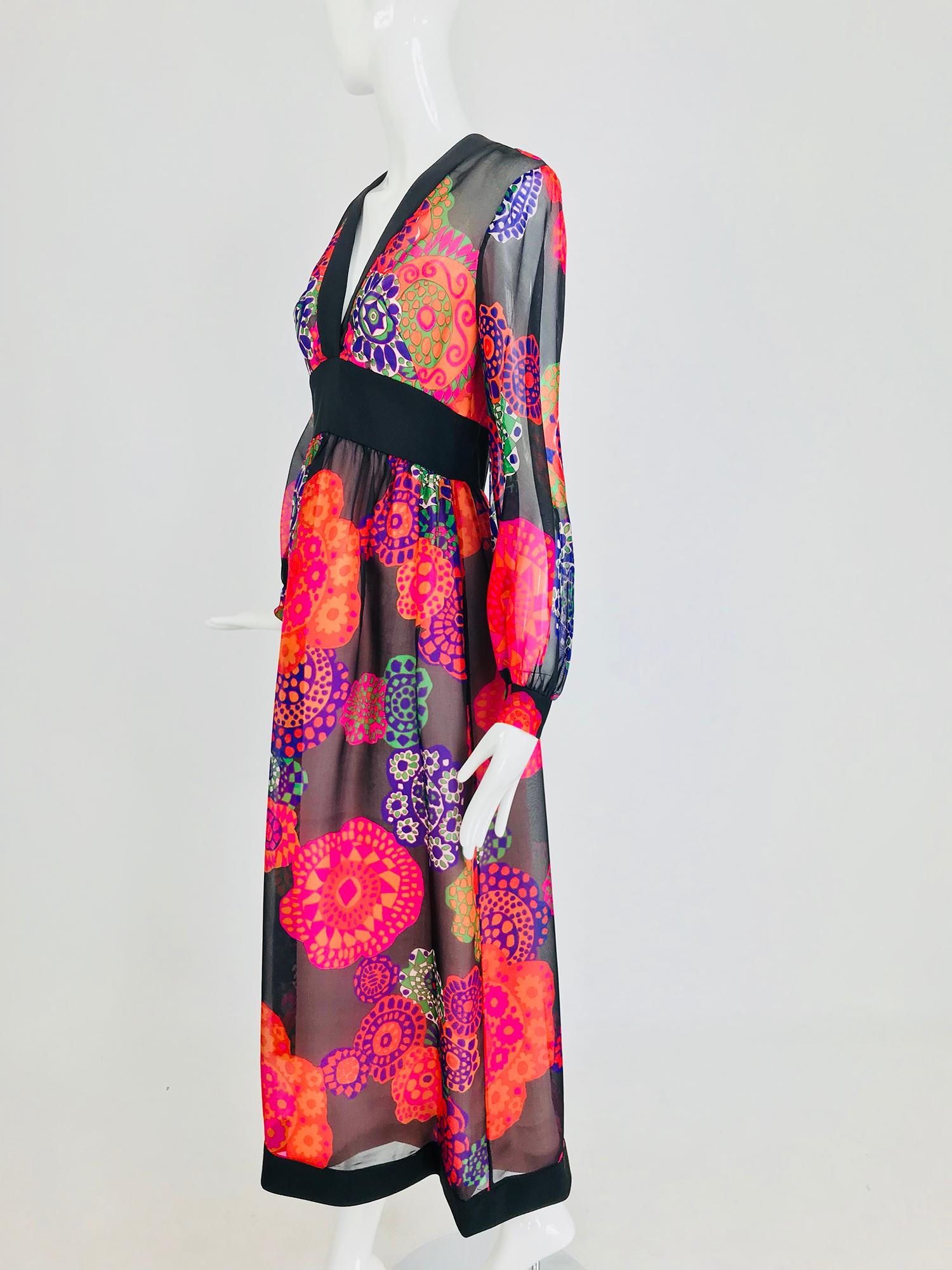 Shannon Rodgers for Jerry Silverman floral silk organza midi dress 1970s 7