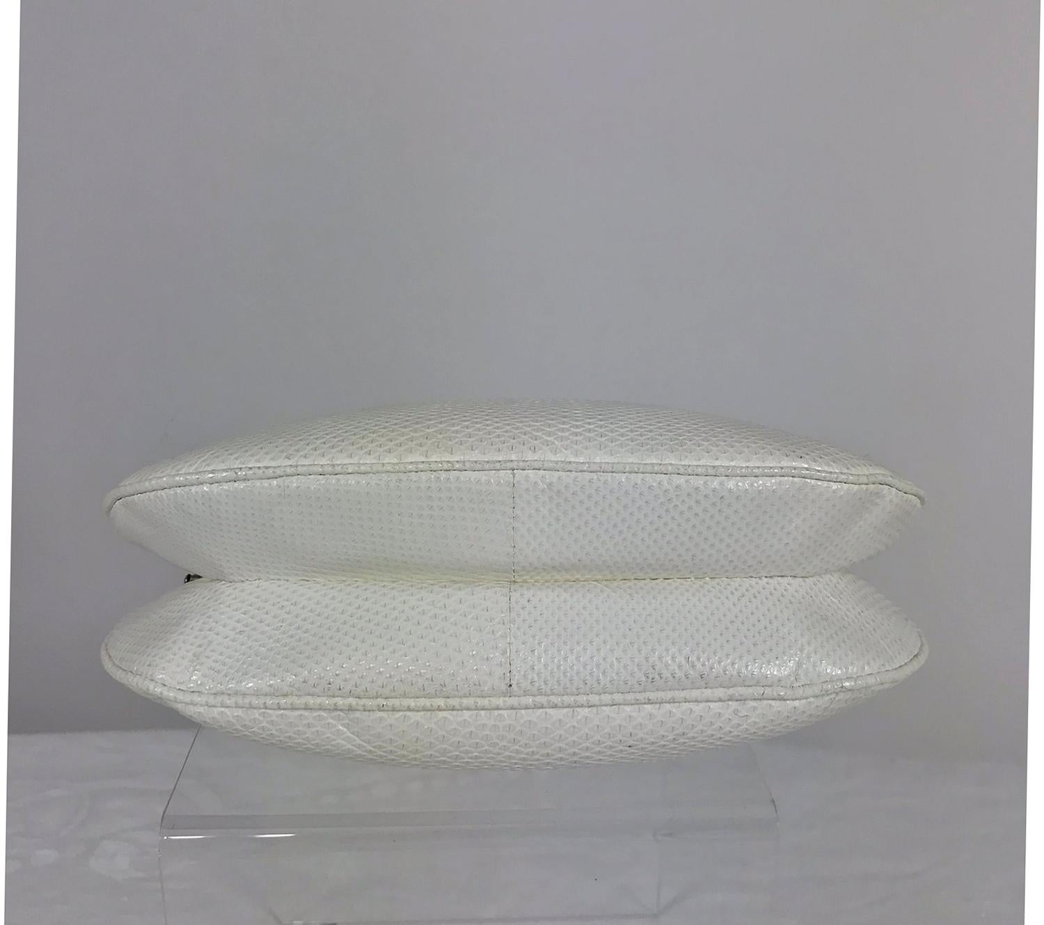 Art Deco style white lizard rhinestone and enamel frame evening bag In Excellent Condition In West Palm Beach, FL