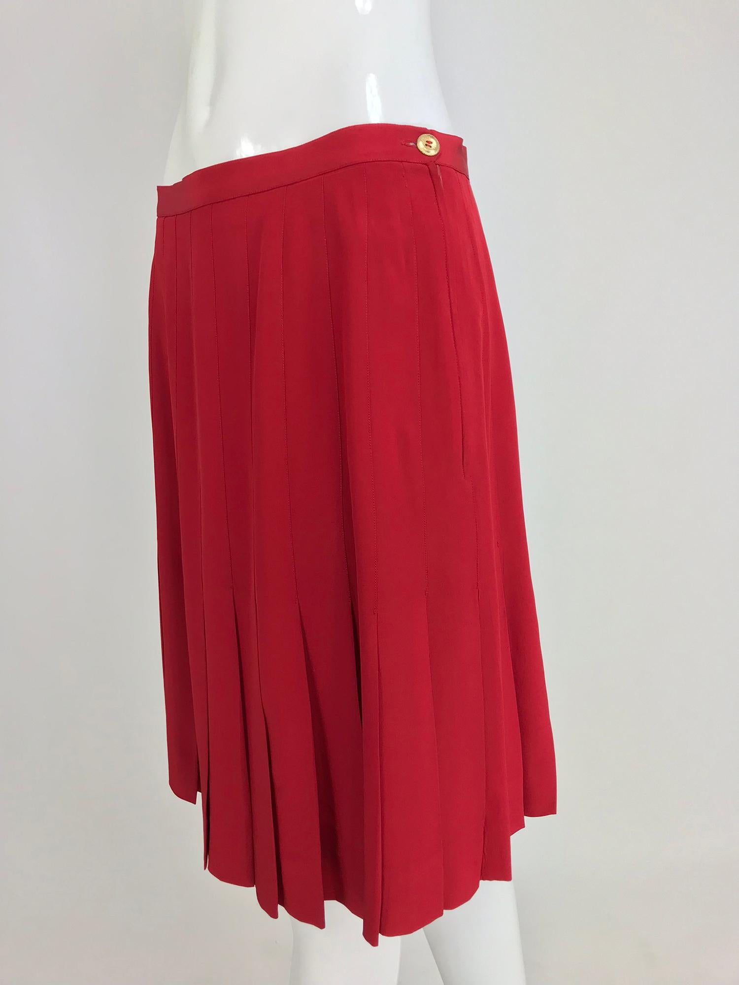 red silk skirt