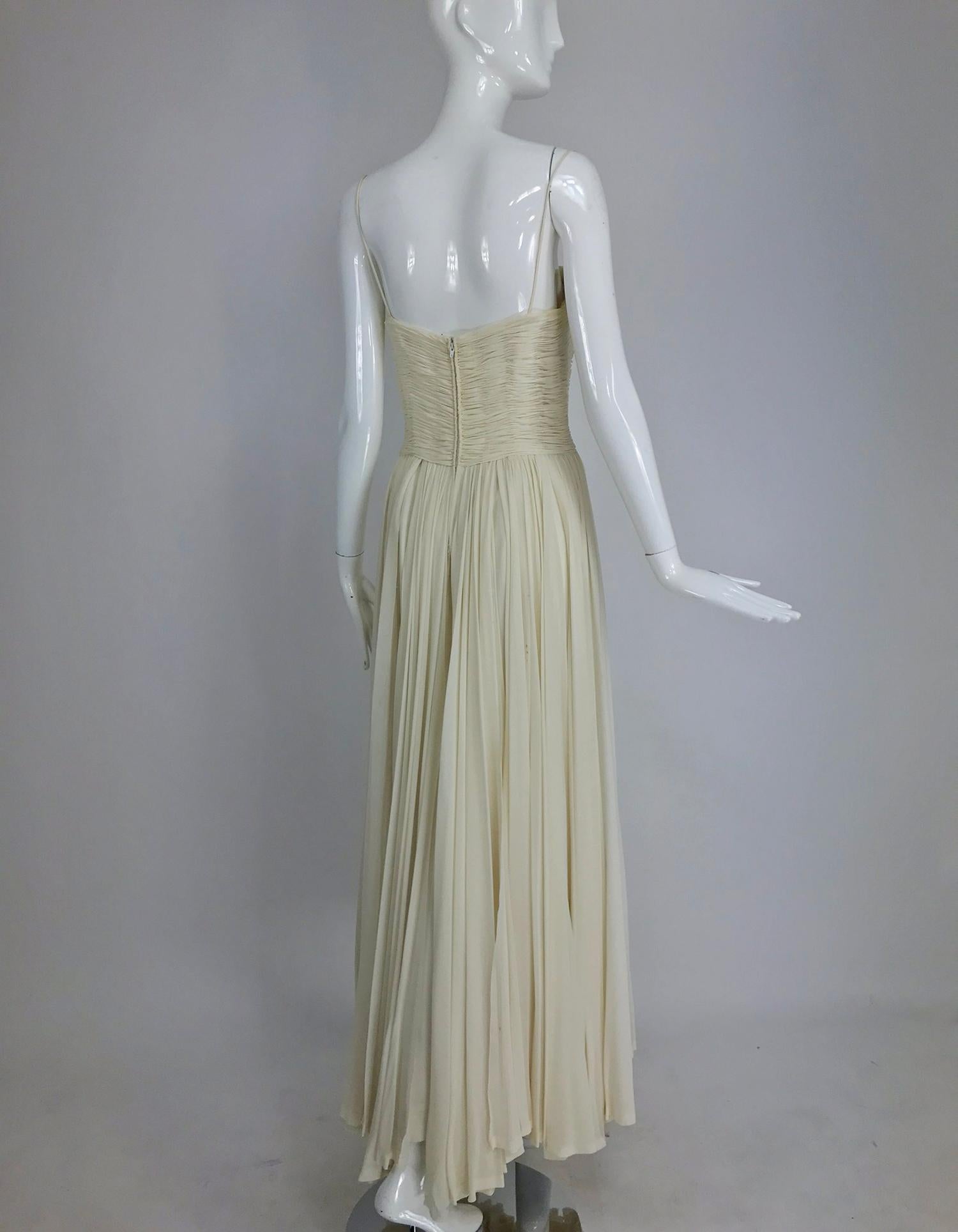  Fernanda Gattinoni Couture Ivory pleated silk chiffon evening gown 1950s 3