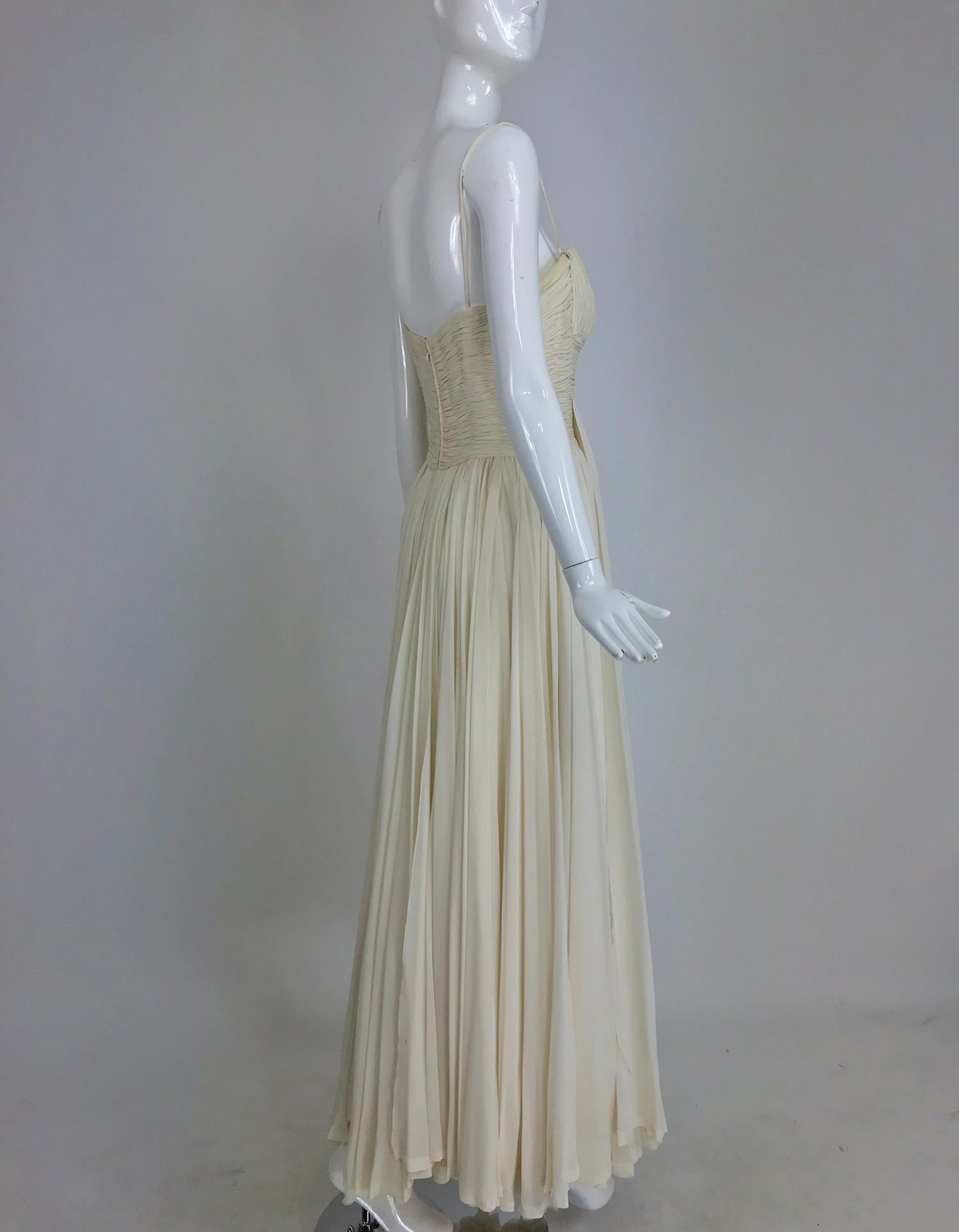  Fernanda Gattinoni Couture Ivory pleated silk chiffon evening gown 1950s 5