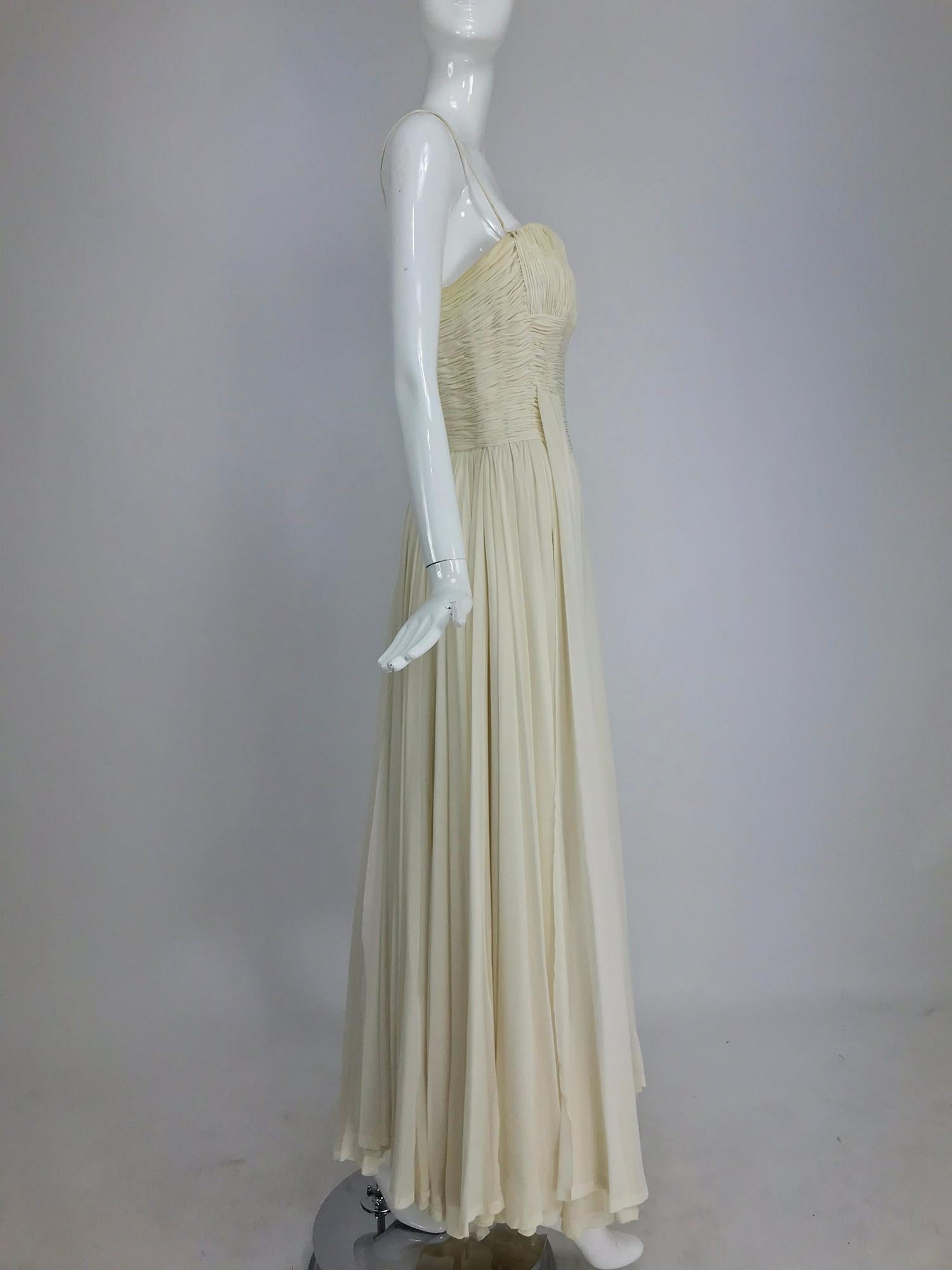  Fernanda Gattinoni Couture Ivory pleated silk chiffon evening gown 1950s 6