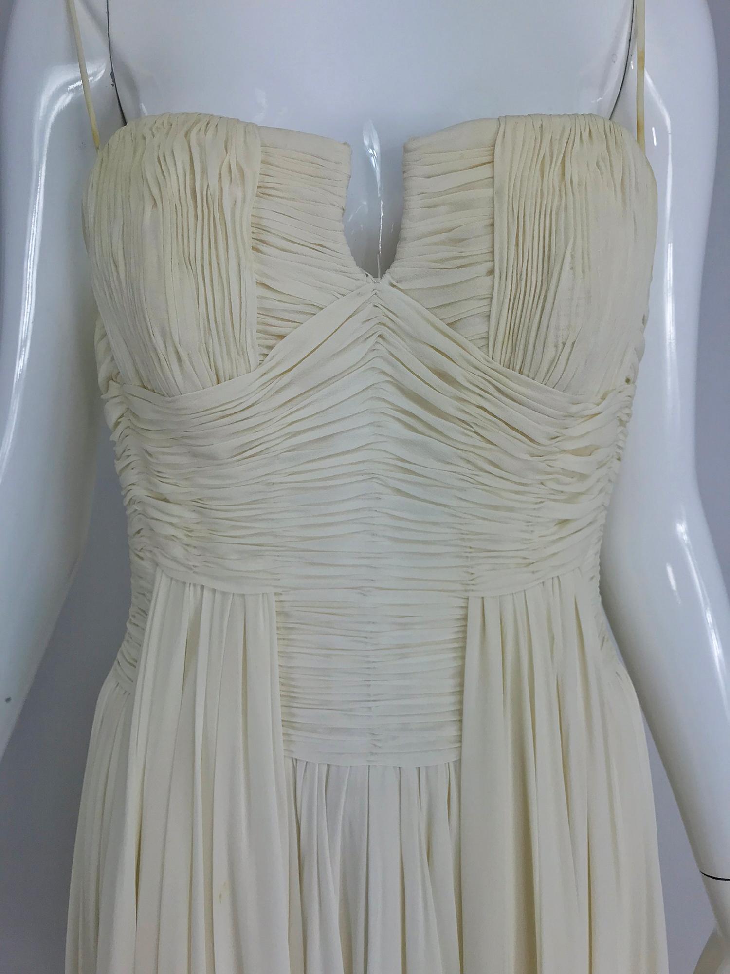  Fernanda Gattinoni Couture Ivory pleated silk chiffon evening gown 1950s 9