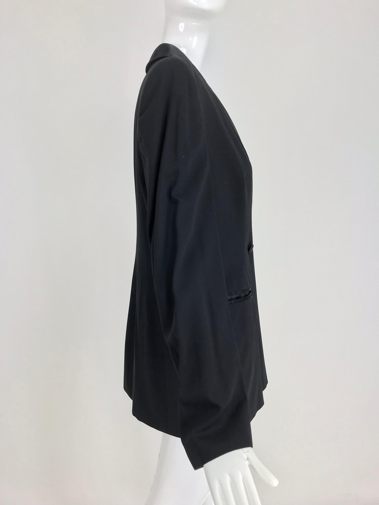 Giorgio Armani Womens Classic Tuxedo Jacket Black Wool and Satin For ...