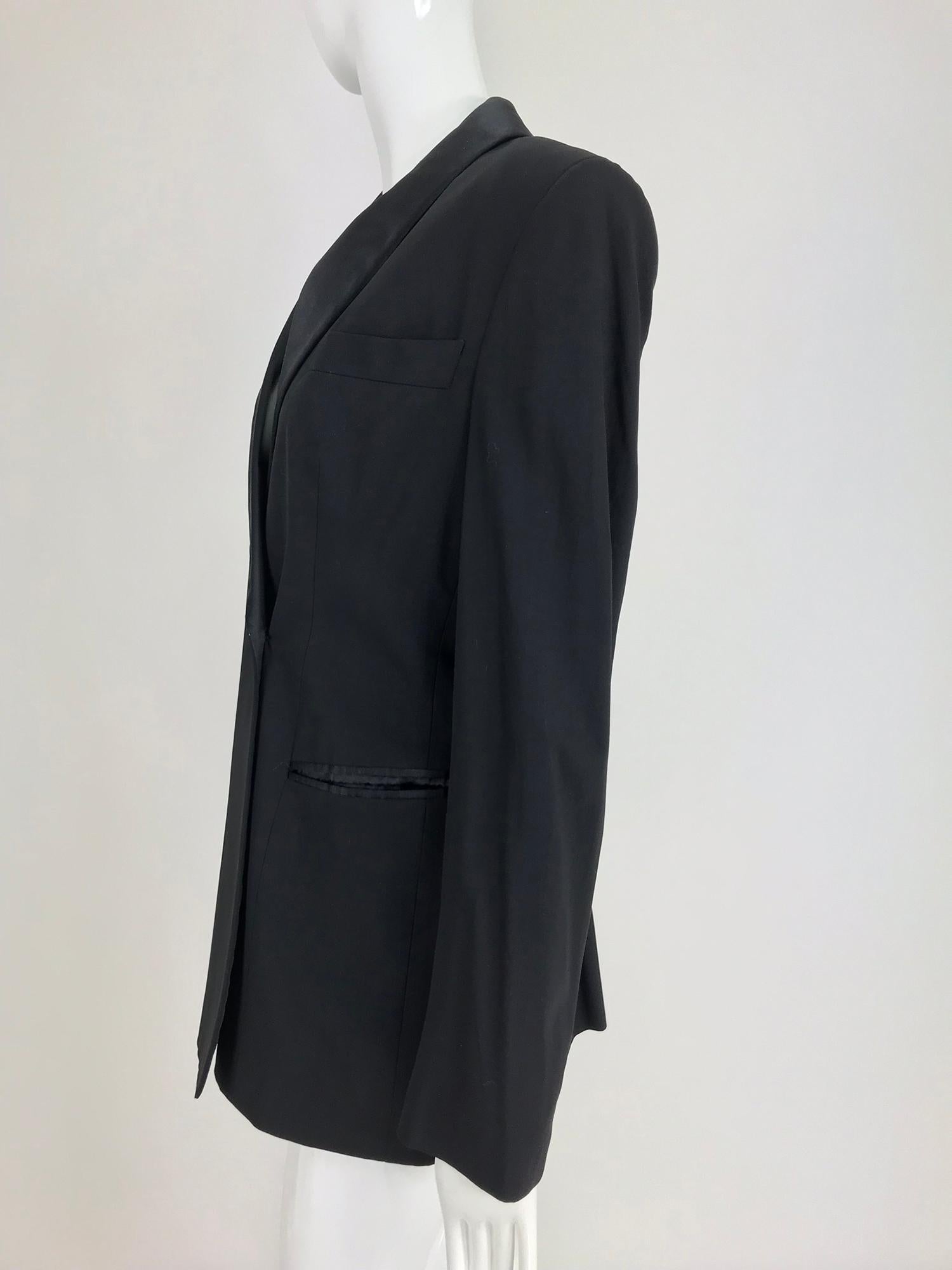 Giorgio Armani Womens Classic Tuxedo Jacket Black Wool and Satin For ...