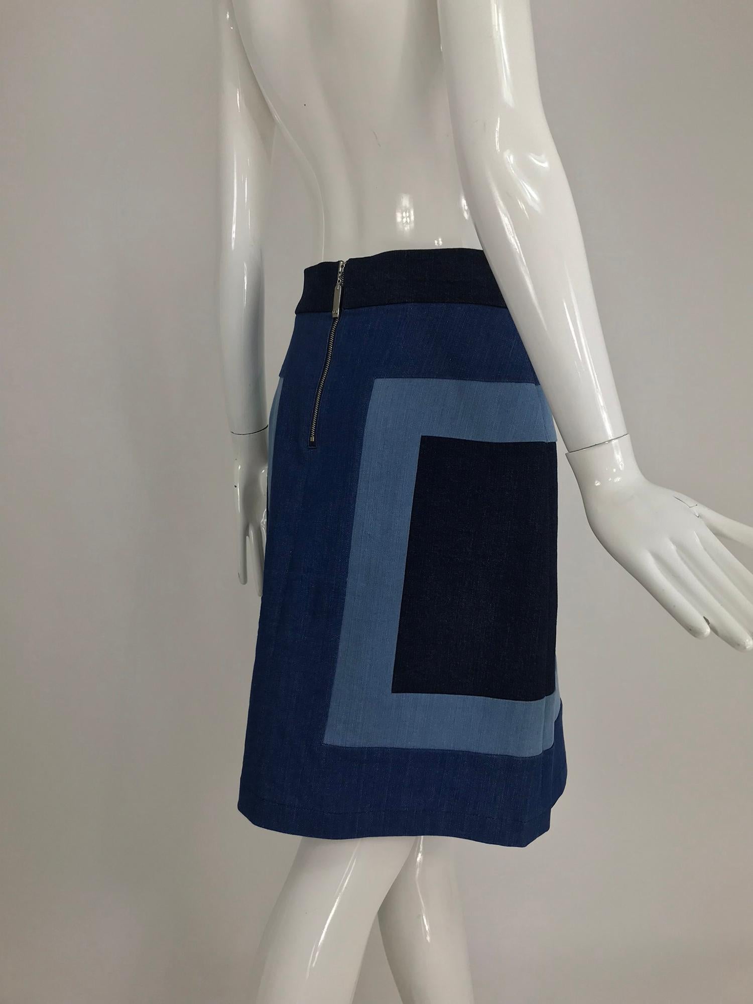 Escada Denim Colour Block Skirt  1