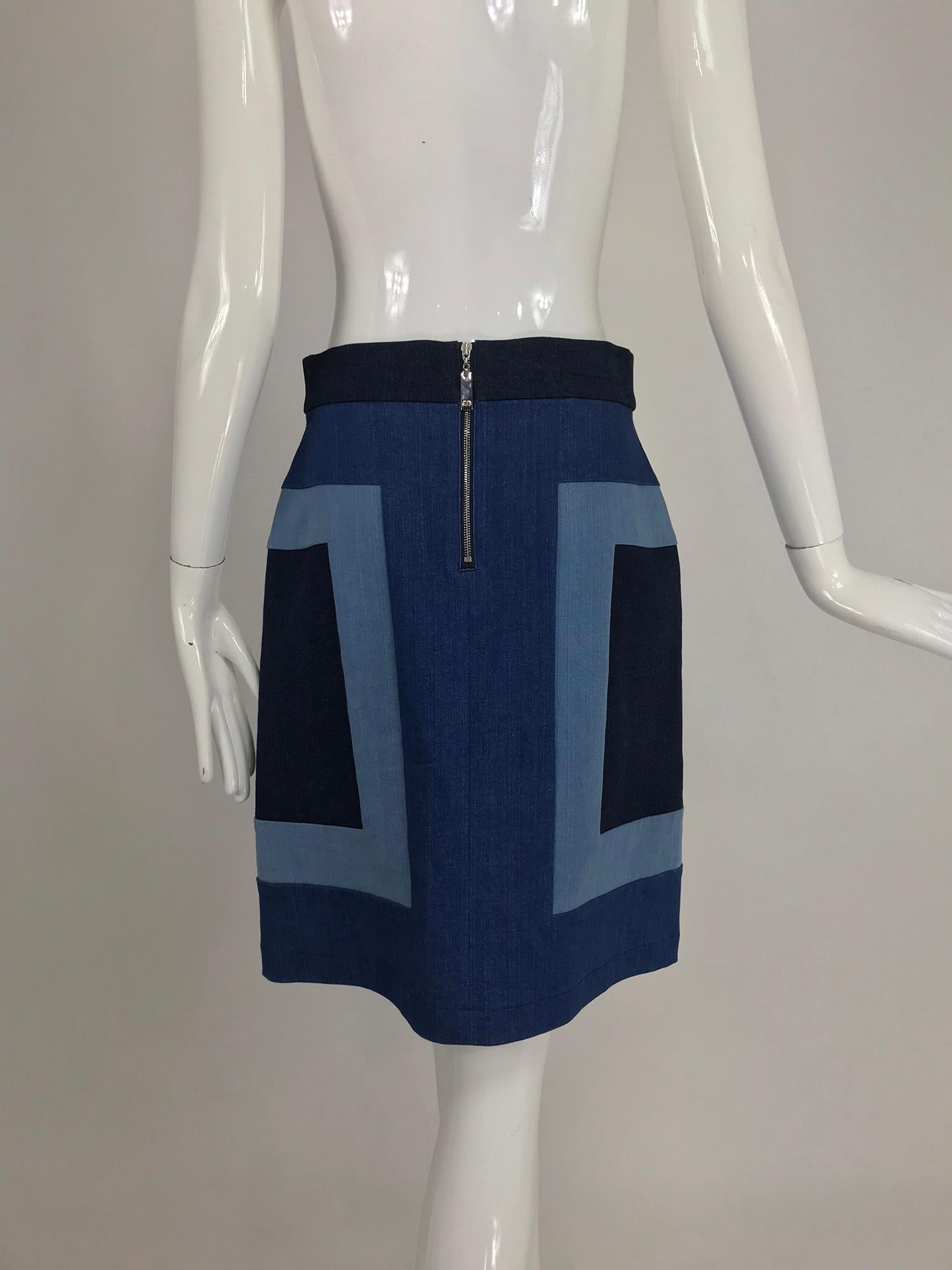 Escada Denim Colour Block Skirt  3