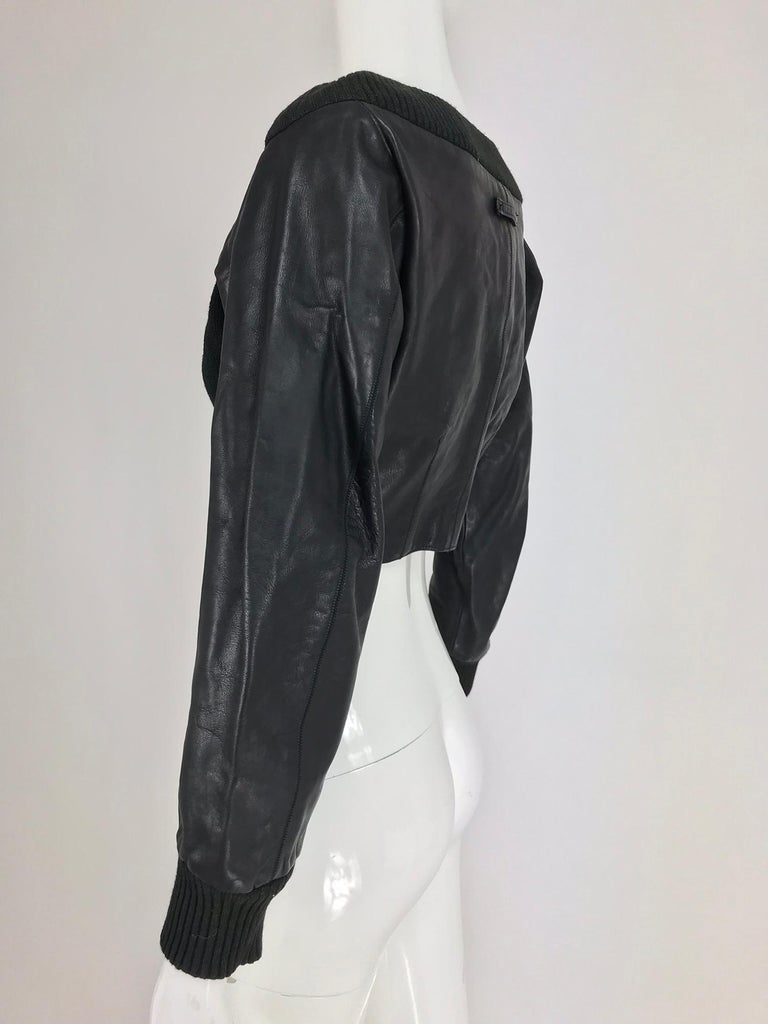 Jean Paul Gaultier black leather and Knit Off the Shoulder Jacket 1990s ...