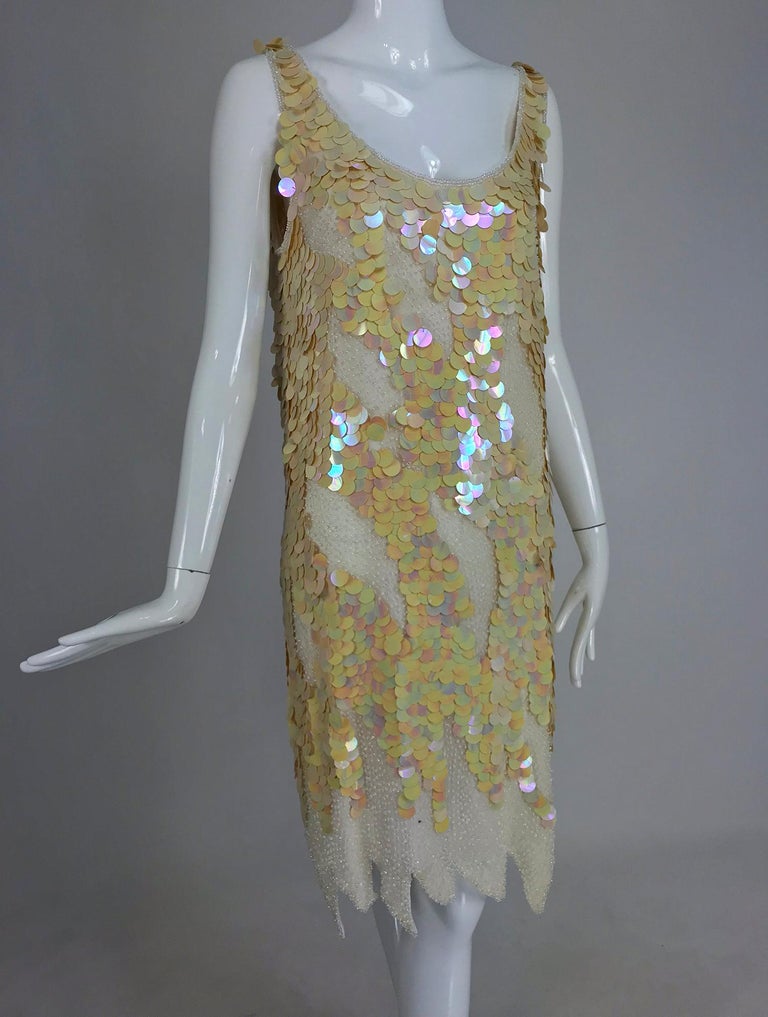 Swee Lo Beaded Iridescent Paillette 1920s flapper style dress, 1980s at ...