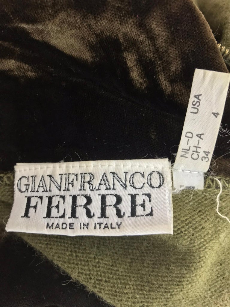 Gianfranco Ferre Olive Velvet and Fur Trimmed quilted jacket and ...