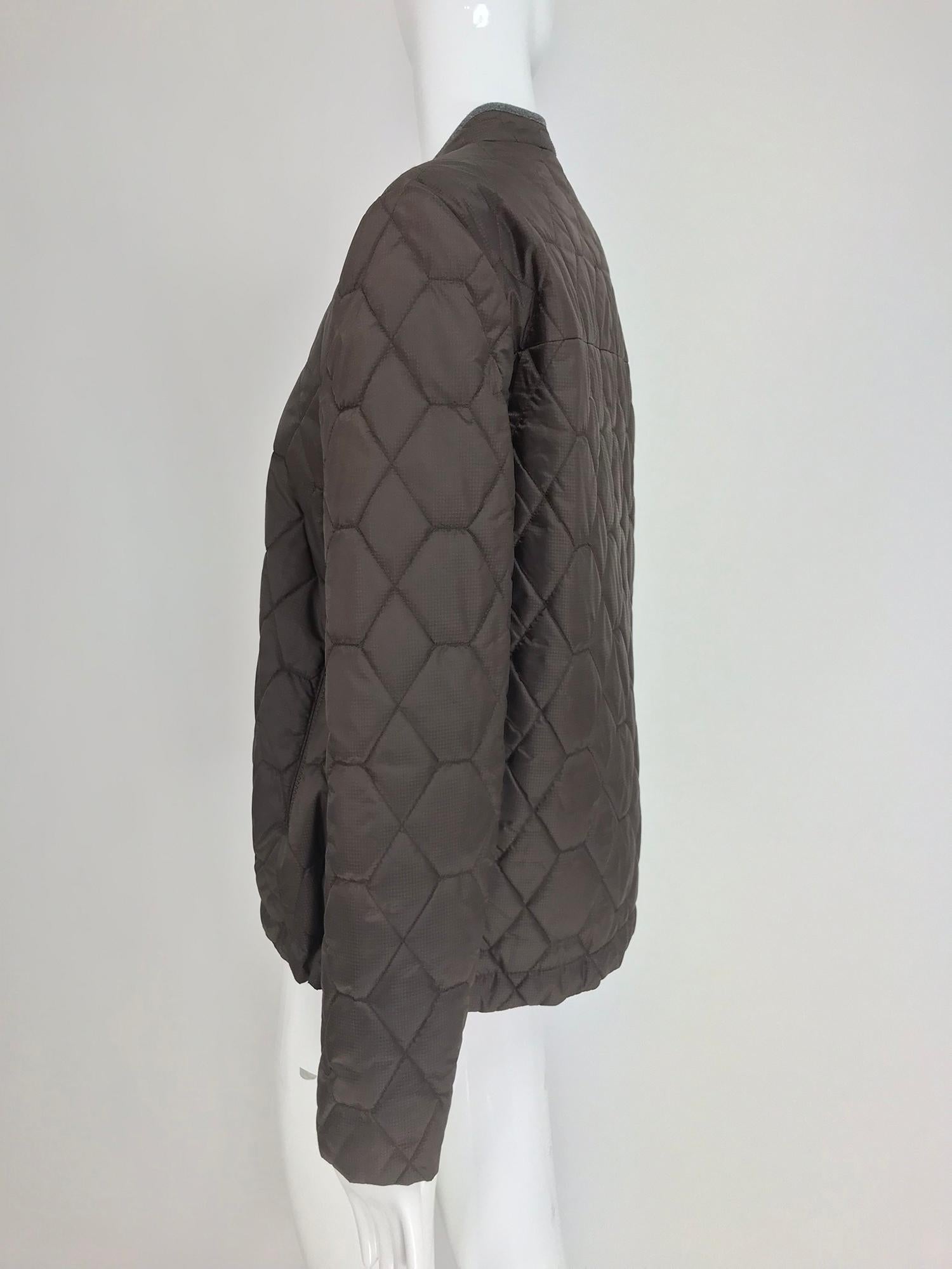 Brunello Cucinelli Chocolate Brown geometric pattern Quilted Sport Jacket 42 In Good Condition In West Palm Beach, FL