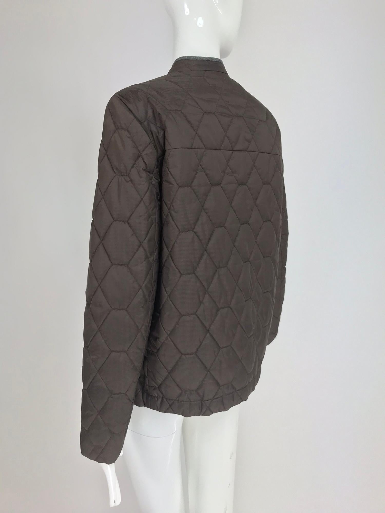 Women's Brunello Cucinelli Chocolate Brown geometric pattern Quilted Sport Jacket 42