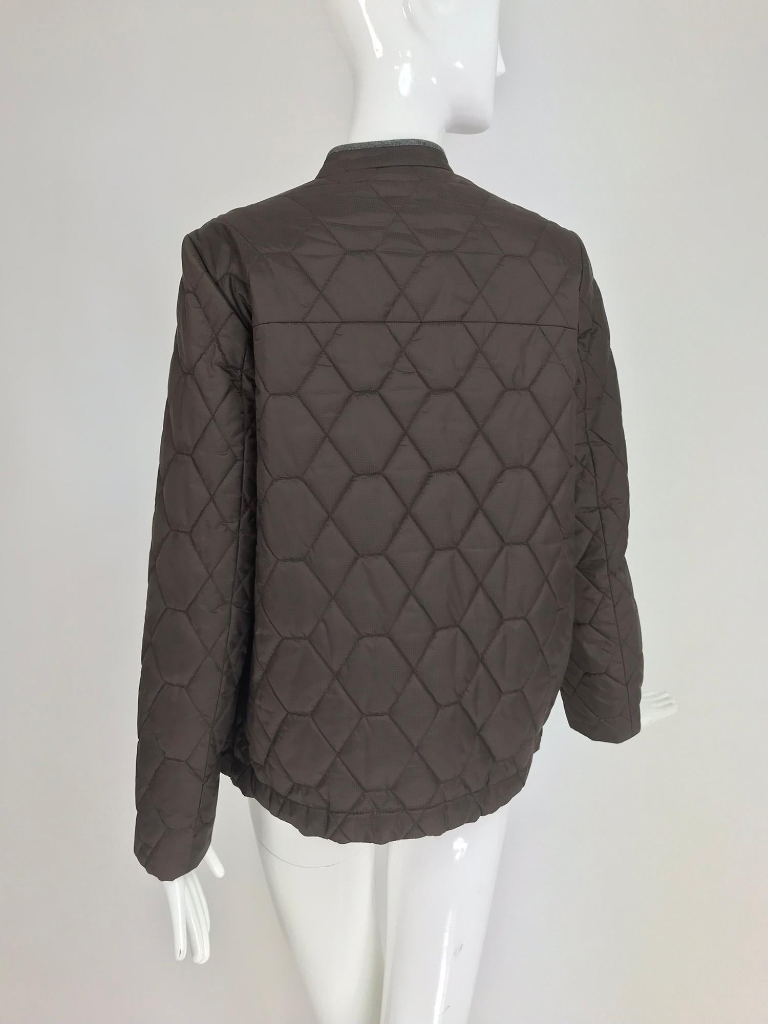 Brunello Cucinelli Chocolate Brown geometric pattern Quilted Sport Jacket 42 1