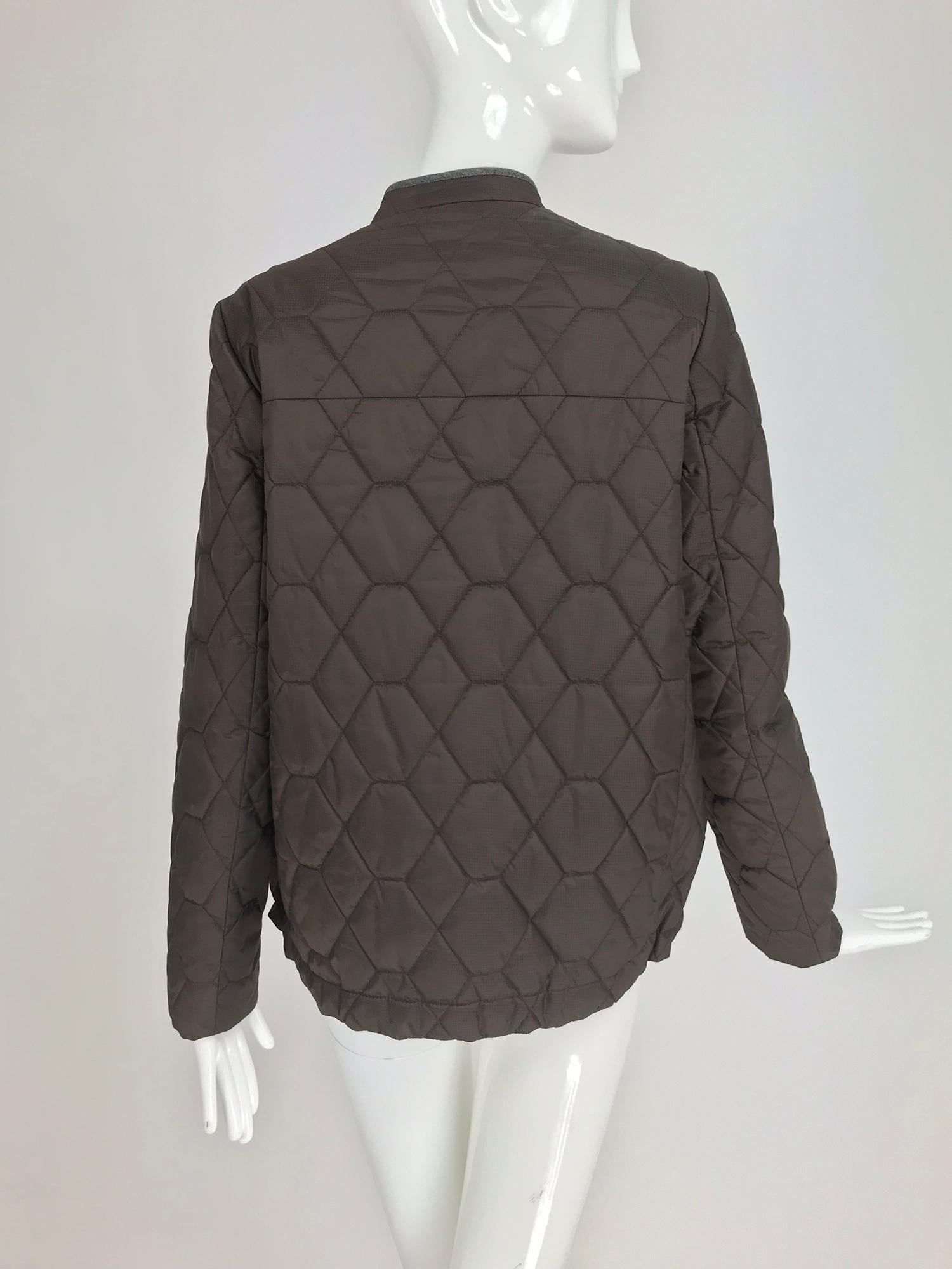 Brunello Cucinelli Chocolate Brown geometric pattern Quilted Sport Jacket 42 2