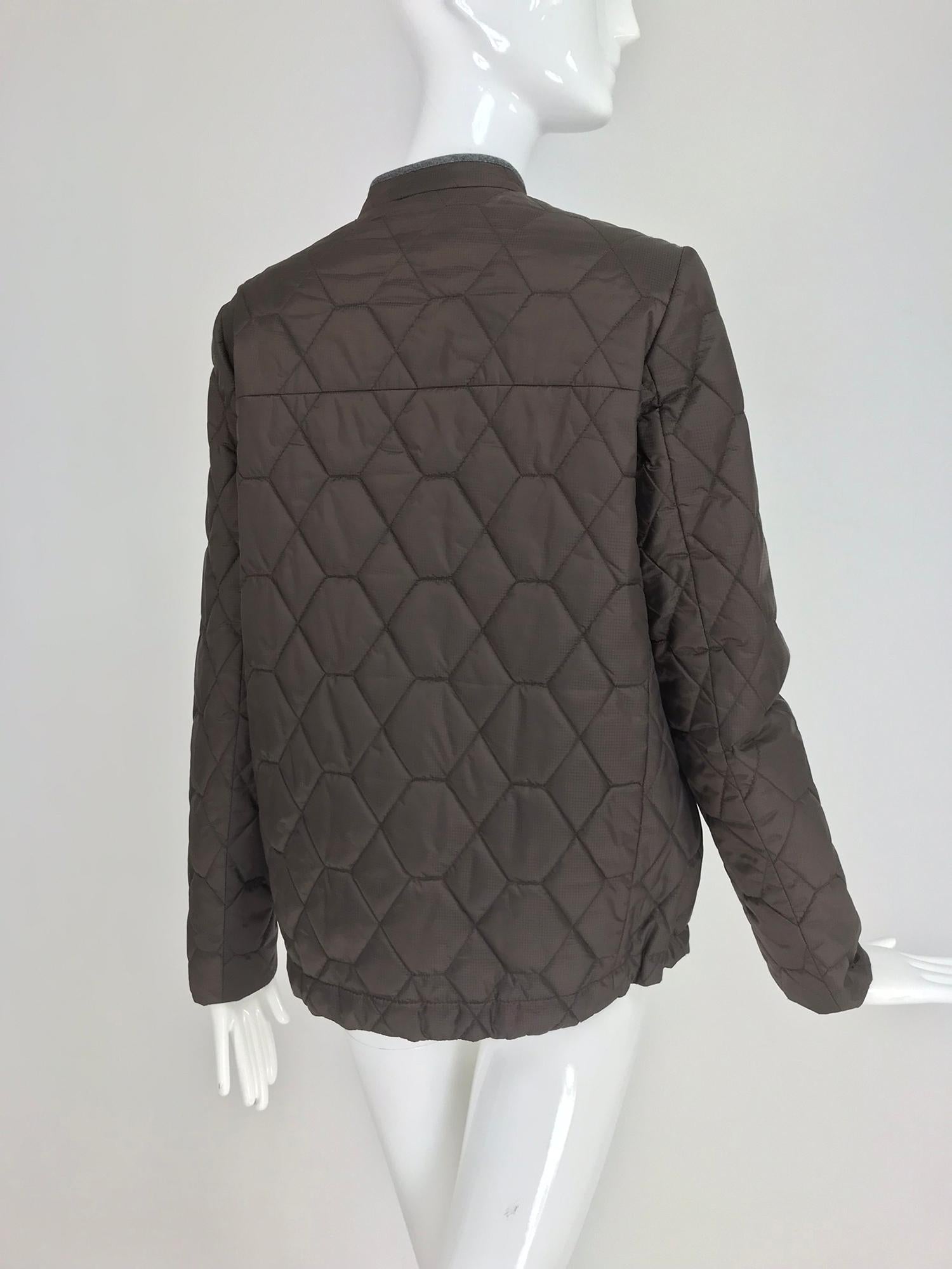Brunello Cucinelli Chocolate Brown geometric pattern Quilted Sport Jacket 42 3