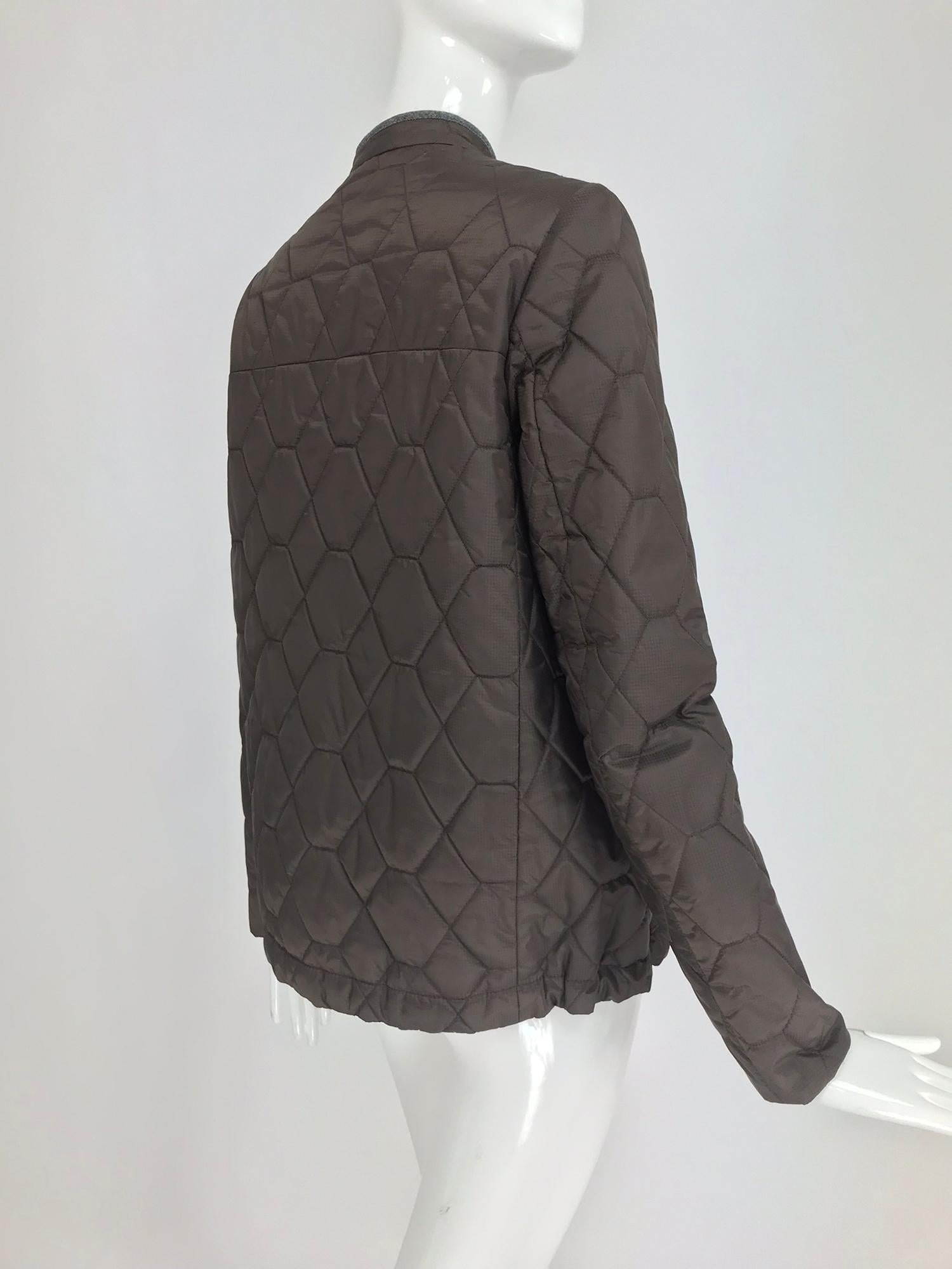 Brunello Cucinelli Chocolate Brown geometric pattern Quilted Sport Jacket 42 4