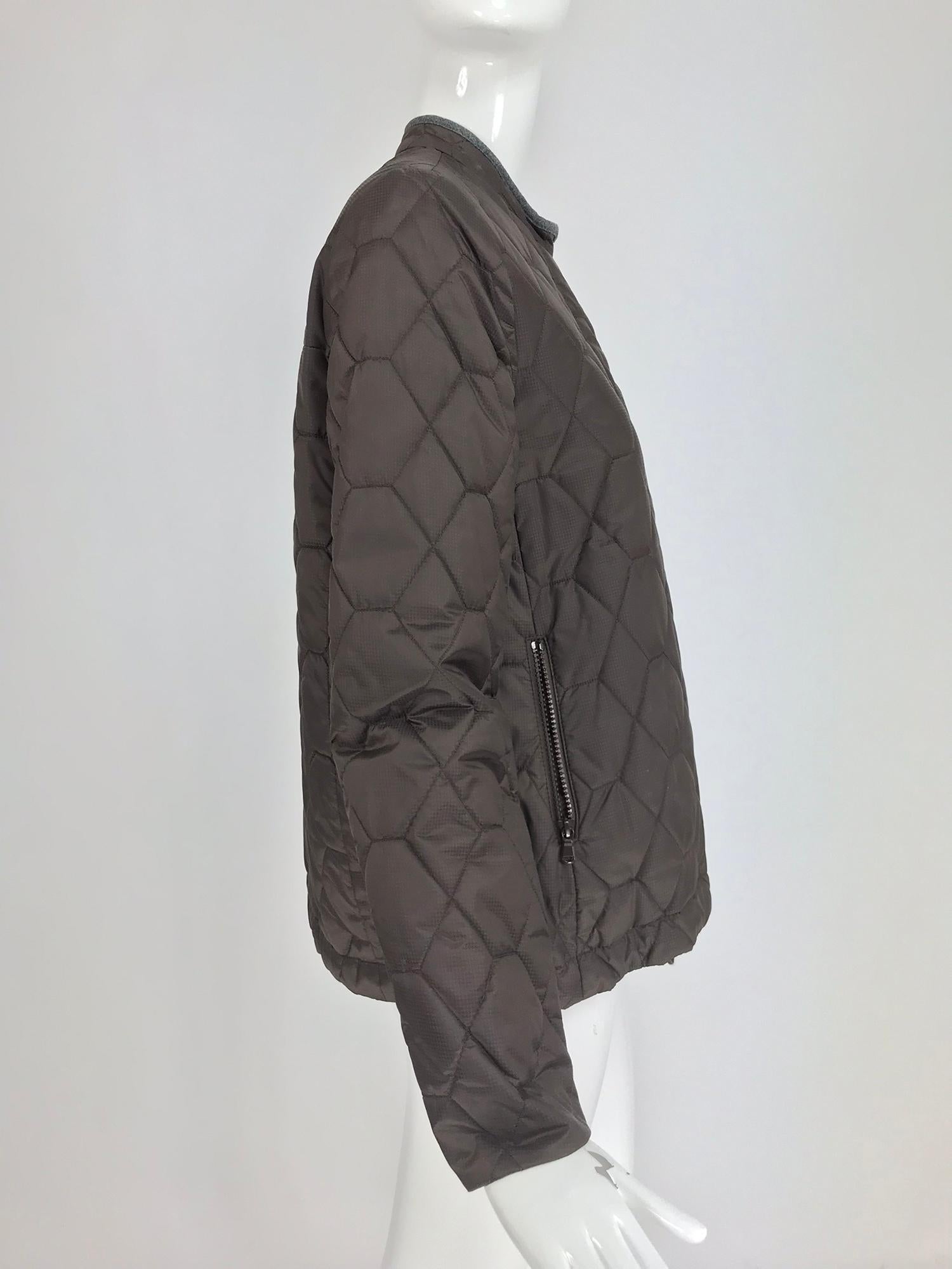 Brunello Cucinelli Chocolate Brown geometric pattern Quilted Sport Jacket 42 5