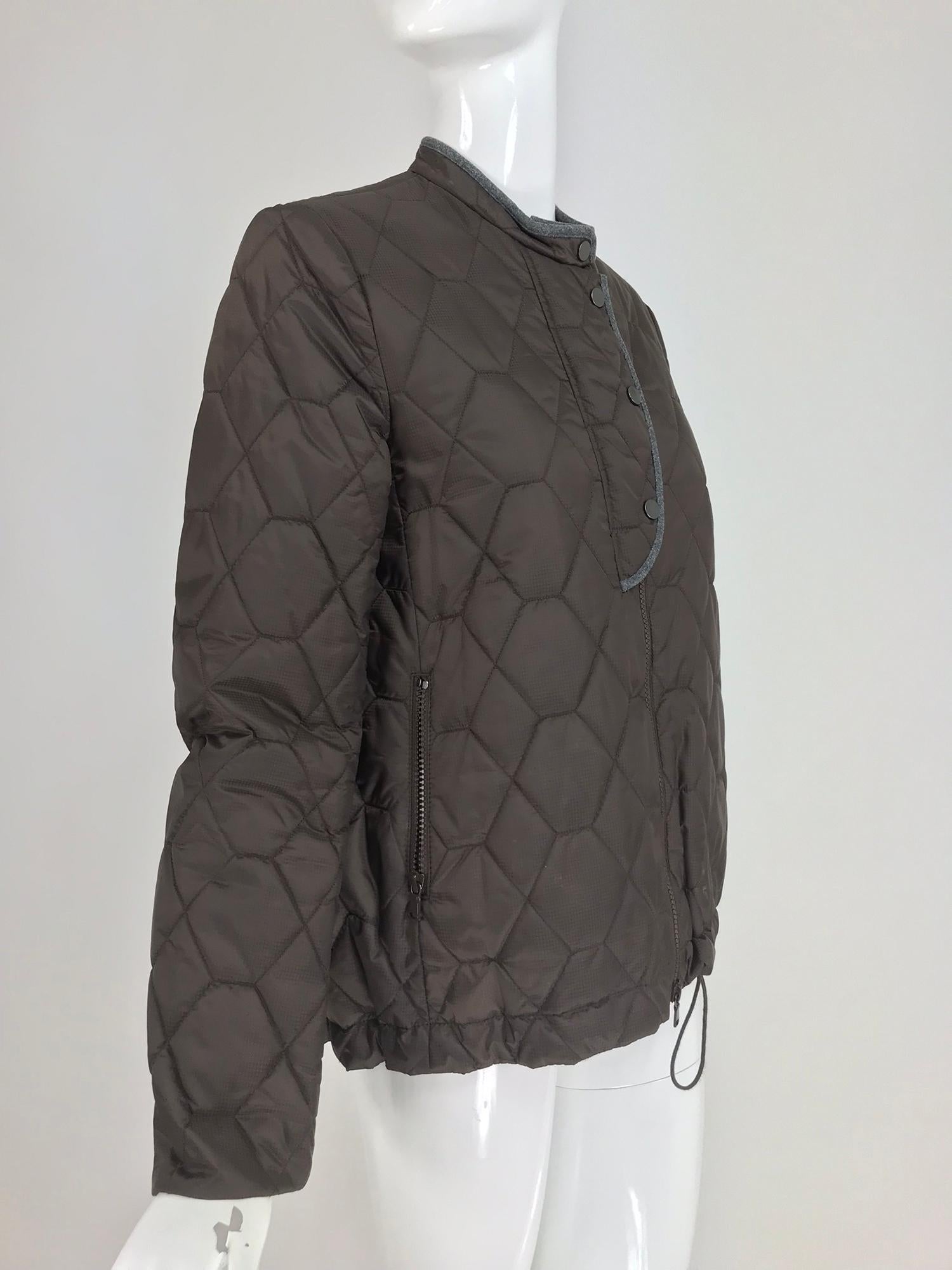 Brunello Cucinelli Chocolate Brown geometric pattern Quilted Sport Jacket 42 6