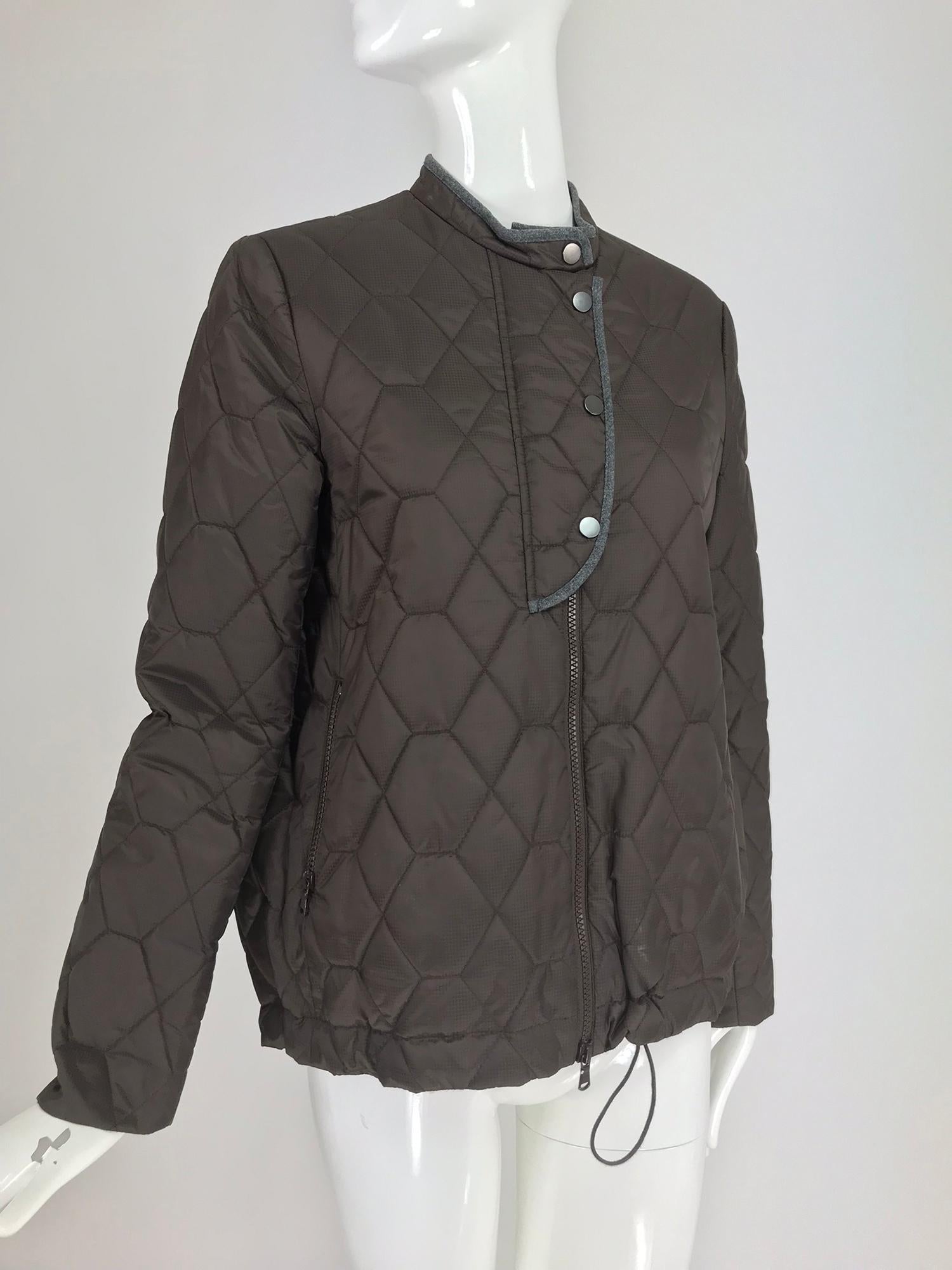Brunello Cucinelli Chocolate Brown geometric pattern Quilted Sport Jacket 42 7