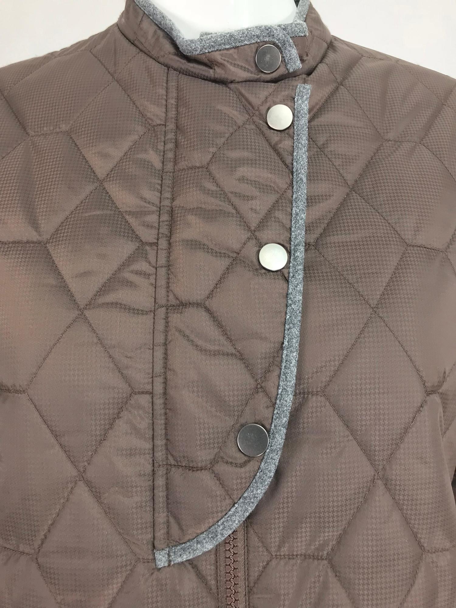 Brunello Cucinelli Chocolate Brown geometric pattern Quilted Sport Jacket 42 10