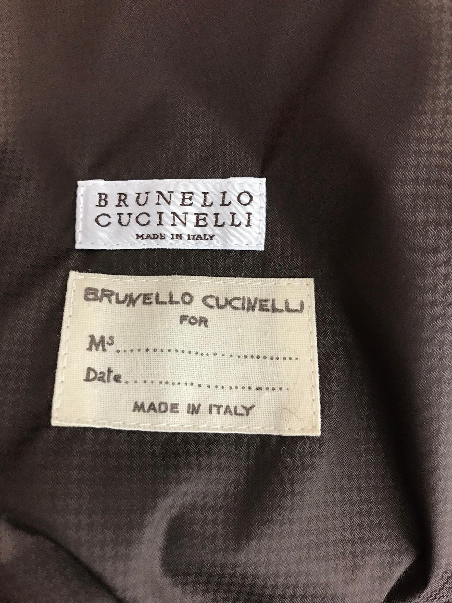 Brunello Cucinelli Chocolate Brown geometric pattern Quilted Sport Jacket 42 12