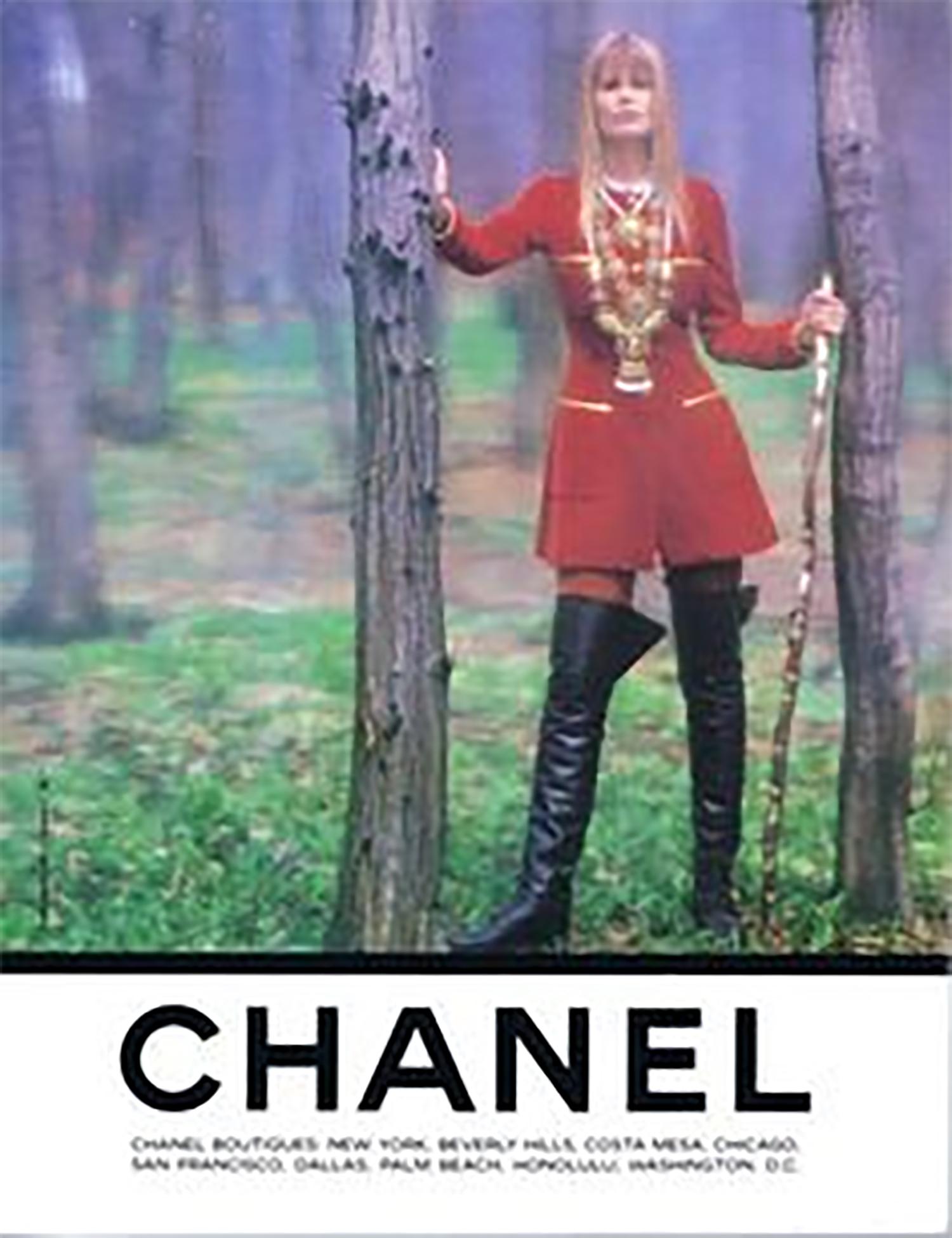 Chanel Over the knee black leather riding boots Claudia Schiffer worn 1990s 6