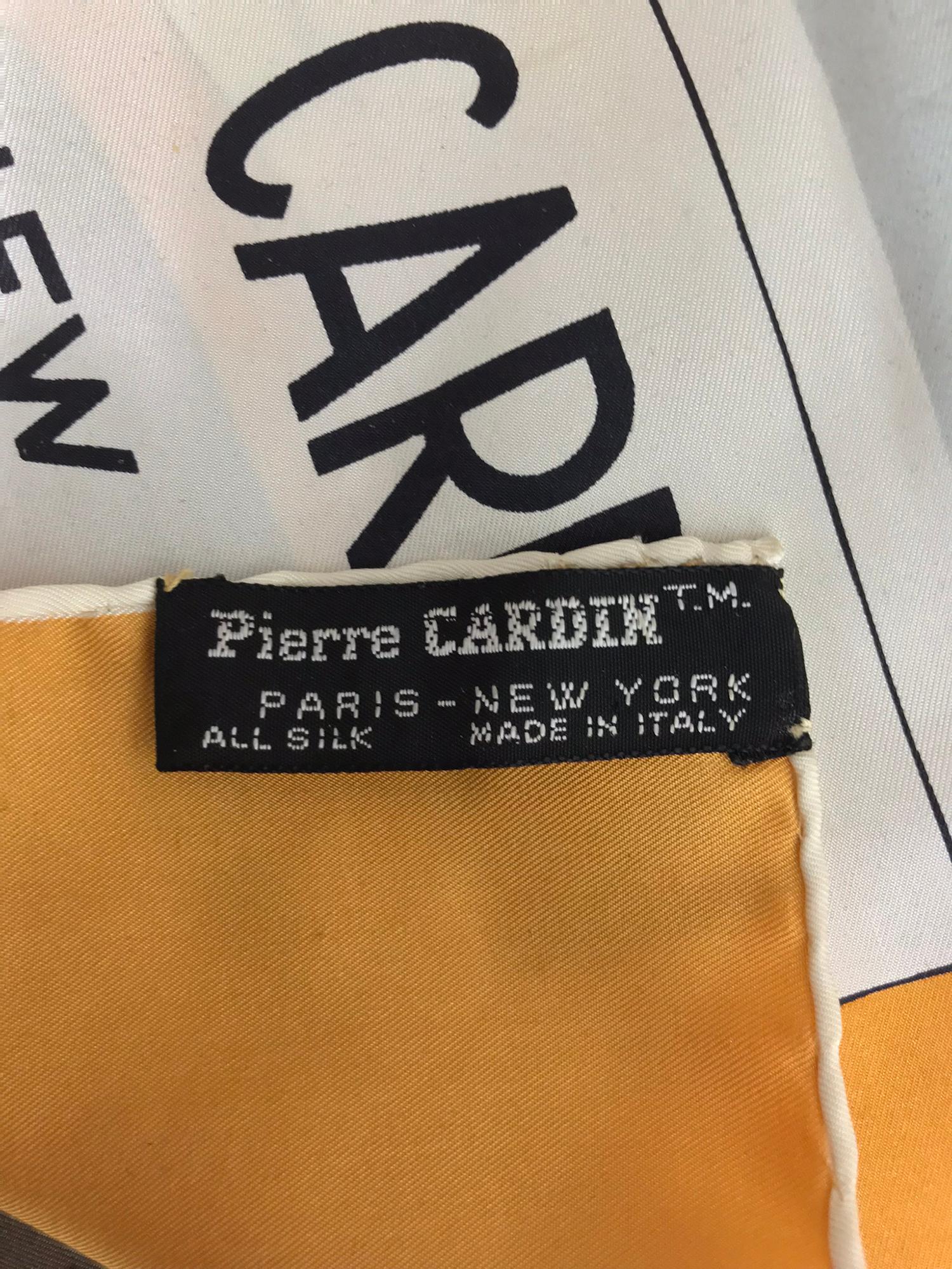 Women's or Men's Pierre Cardin 1970s Porsche car silk scarf 1970s 26 x 26
