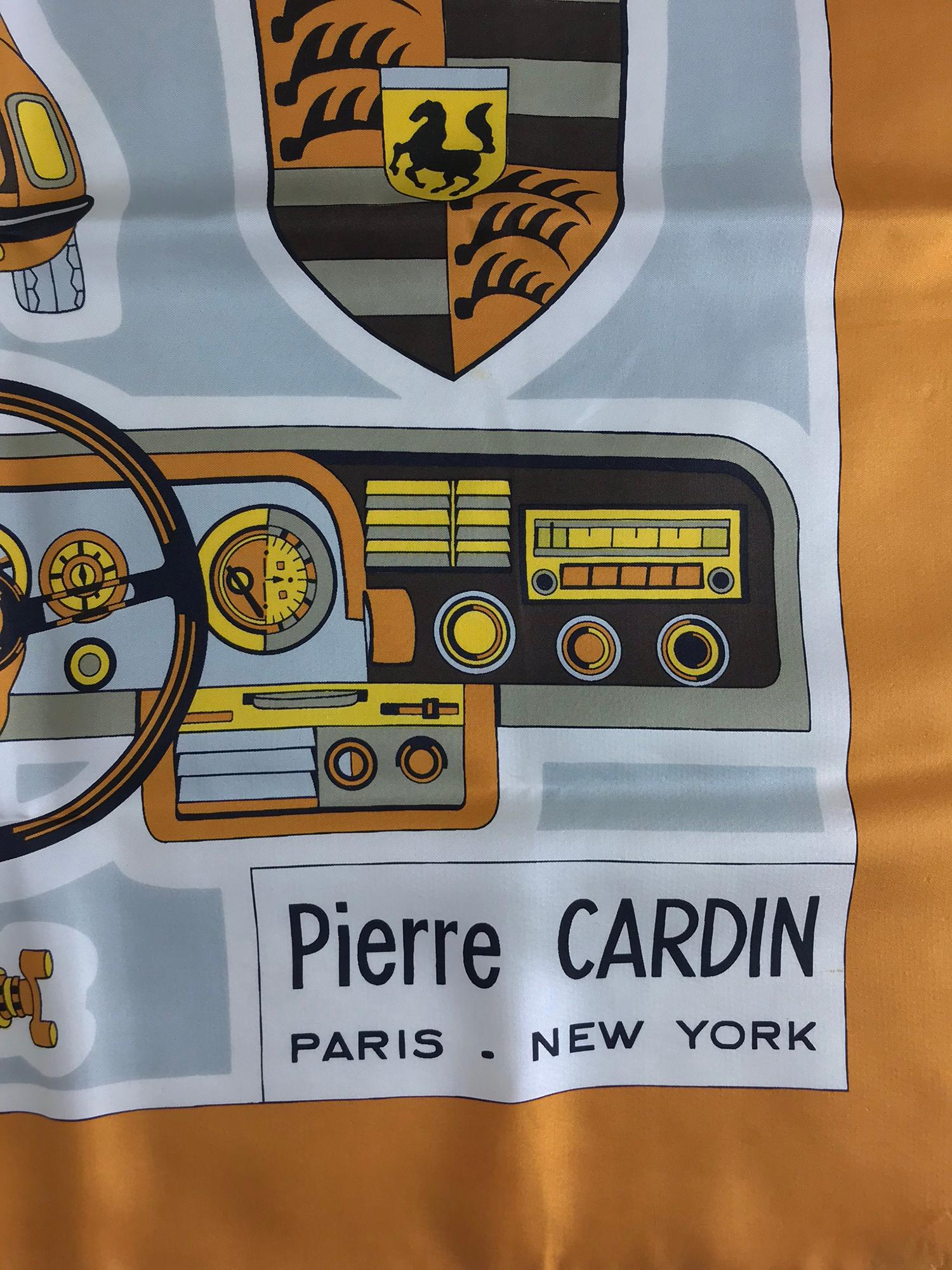 Pierre Cardin 1970s Porsche car silk scarf  from the 1970s. 26 x 26. In excellent condition. Rare.