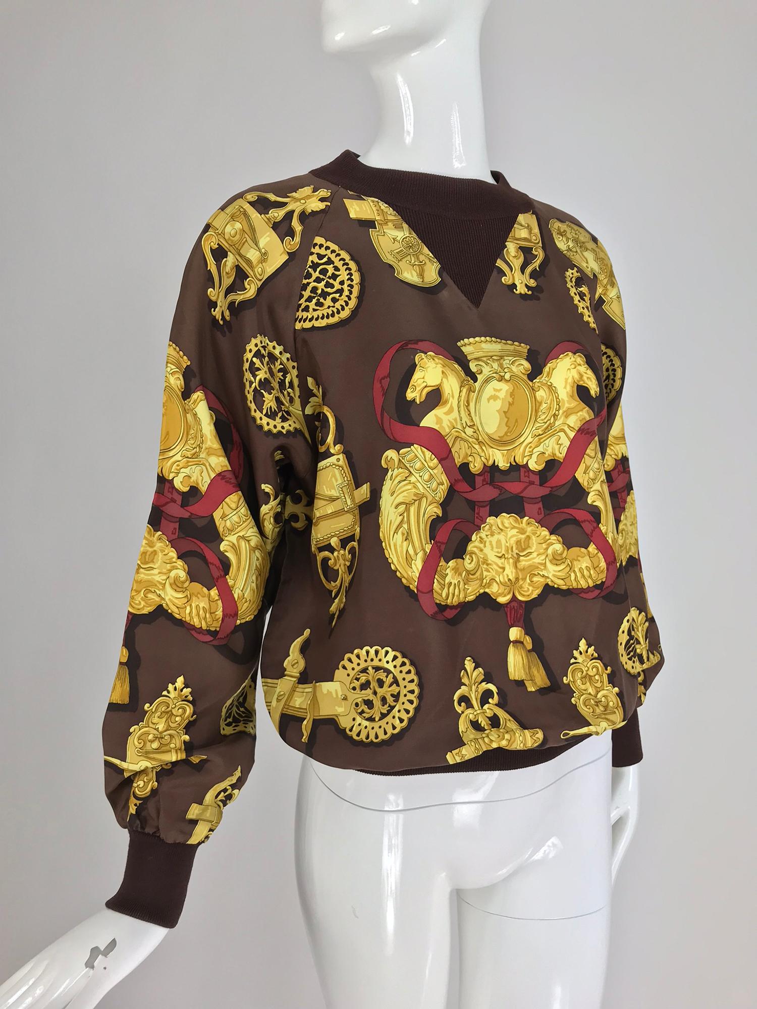 Hermes Ferronnerie Silk Twill Wool Knit Trim Shirt Sweater Caty Latham ...