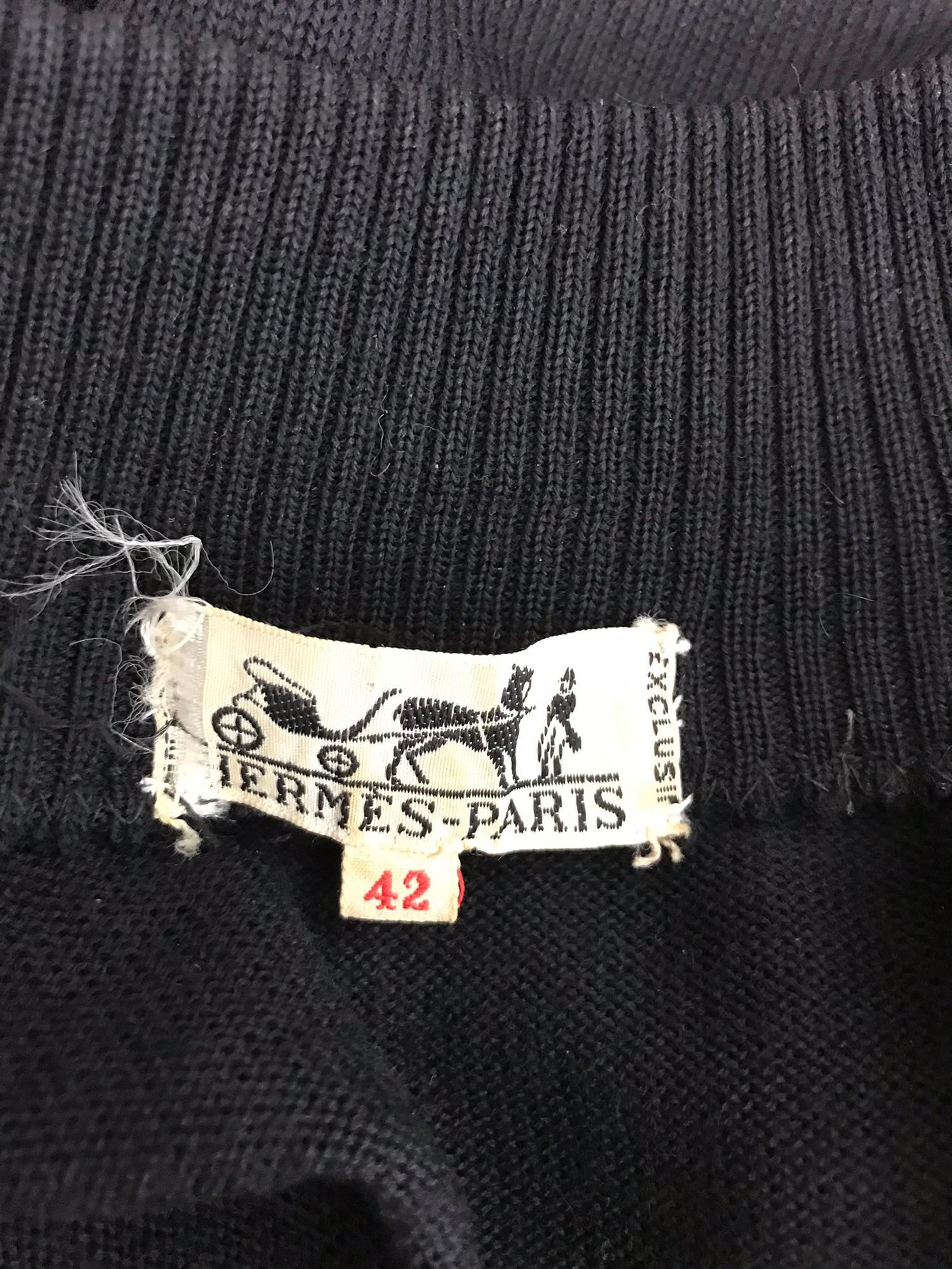 Hermes Scarab Scarabees et Pectoraux black silk twill scarf sweater 1970s Rare 9