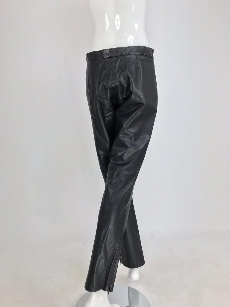 Ralph Lauren Purple Label Black Leather trouser NWT Size 8 For Sale at 1stdibs