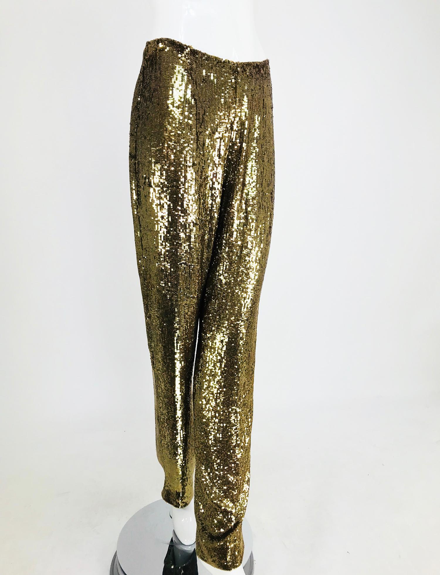 gold sequin trousers