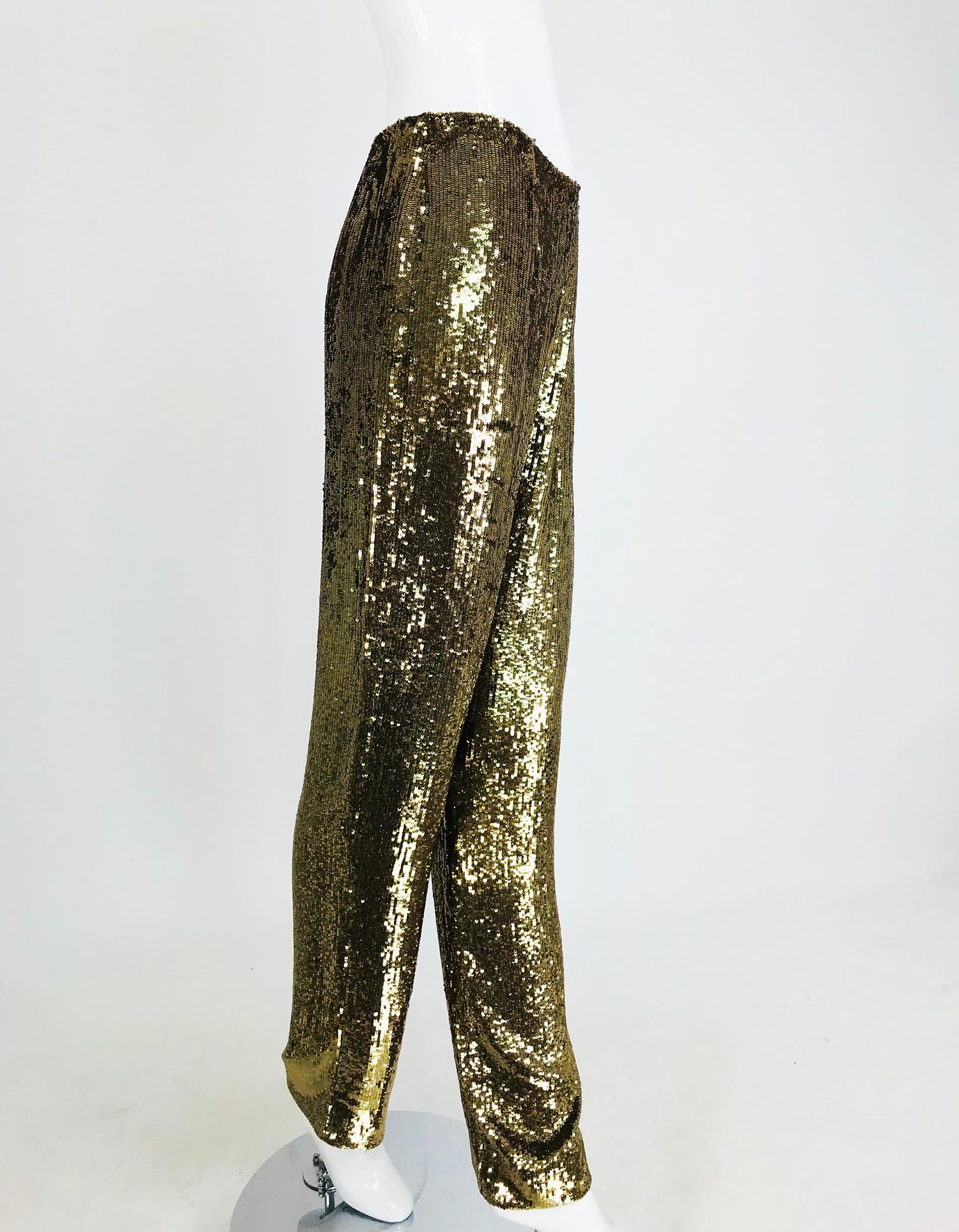 Black Ralph Rucci Burnished Gold Sequin Evening Trouser For Sale
