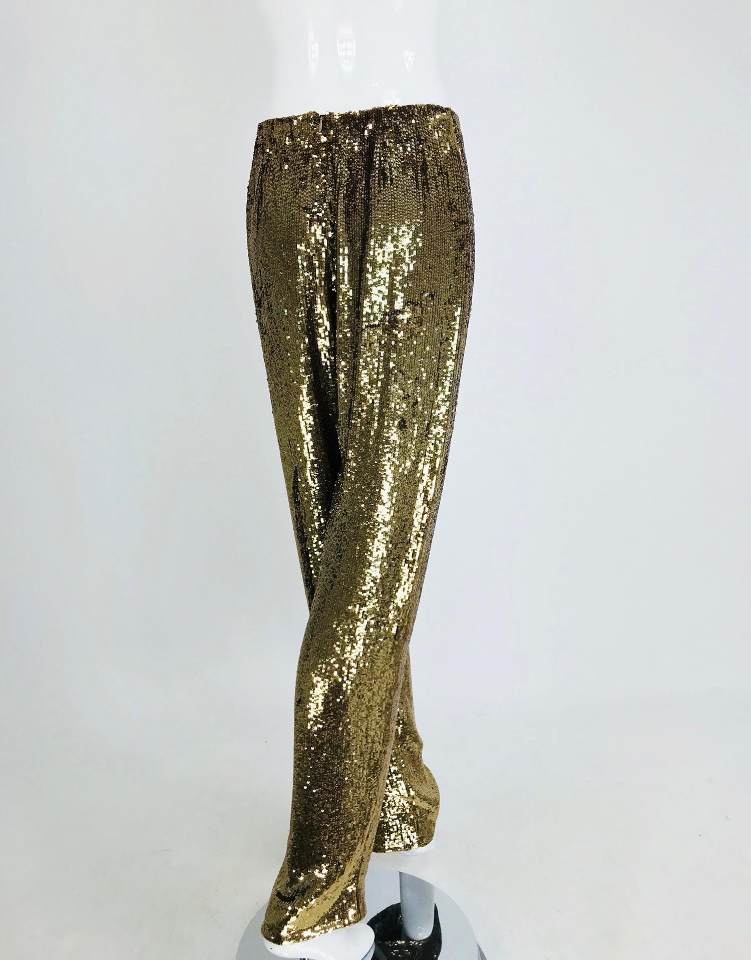 Women's Ralph Rucci Burnished Gold Sequin Evening Trouser For Sale