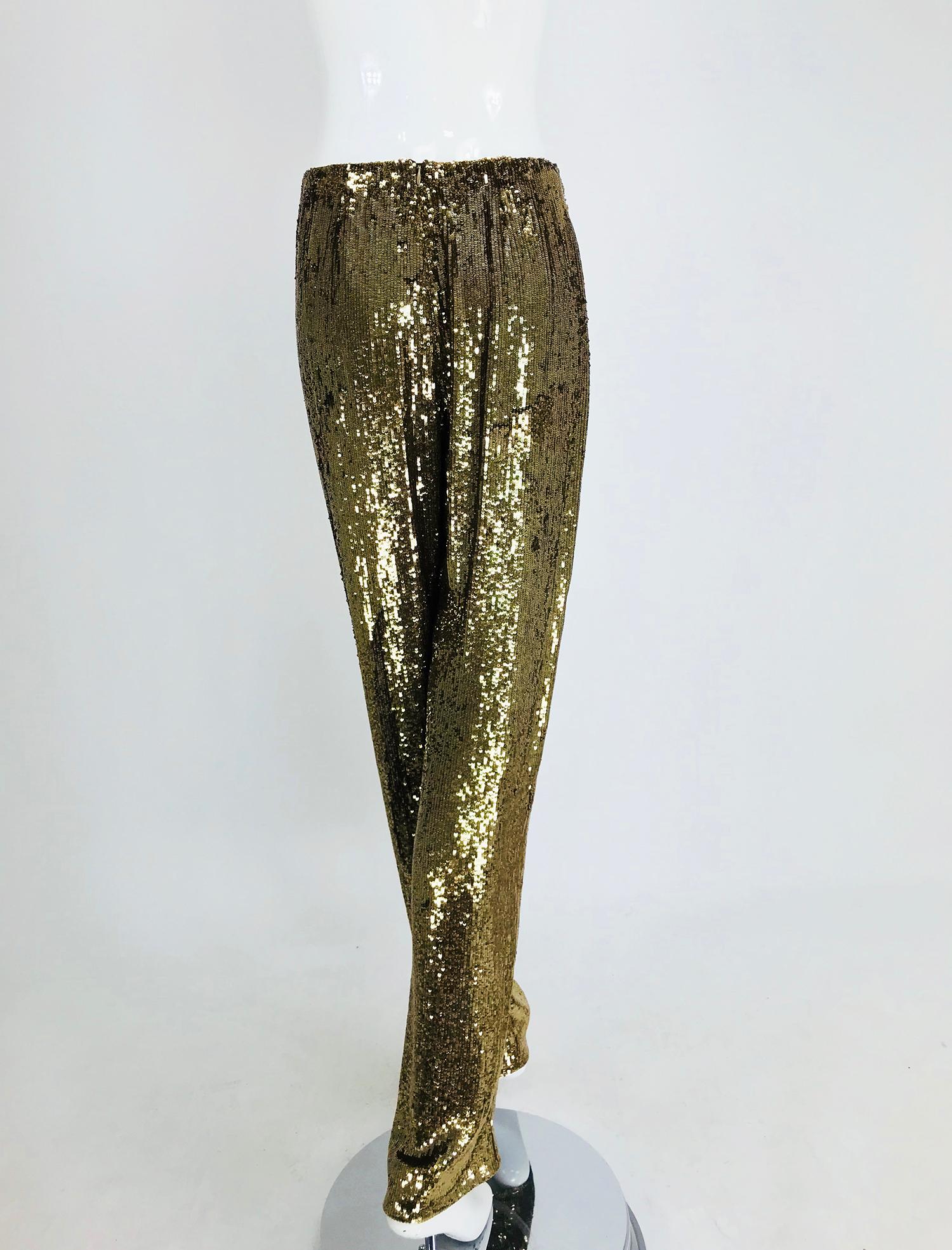 Ralph Rucci Burnished Gold Sequin Evening Trouser For Sale 1
