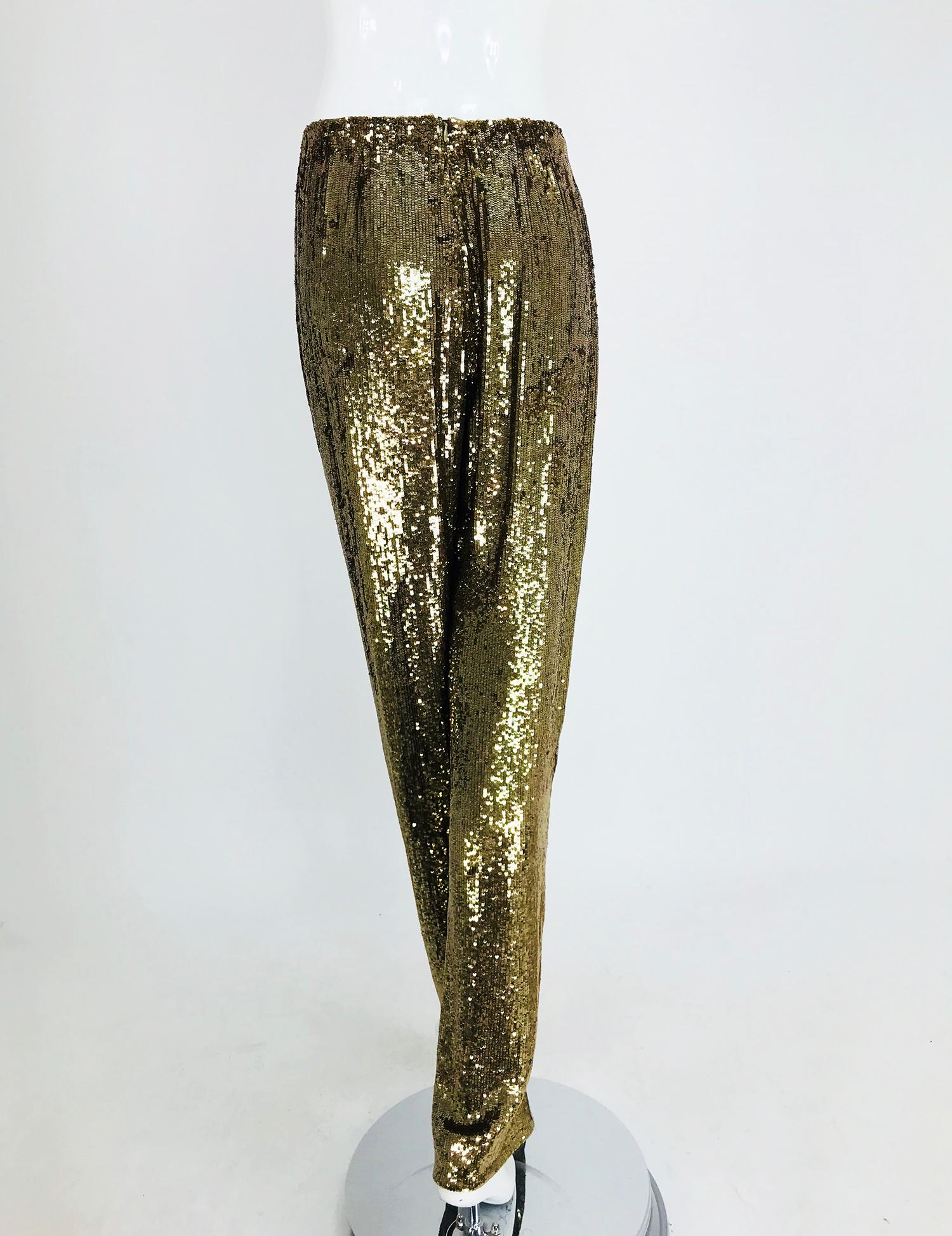 Ralph Rucci Burnished Gold Sequin Evening Trouser For Sale 2