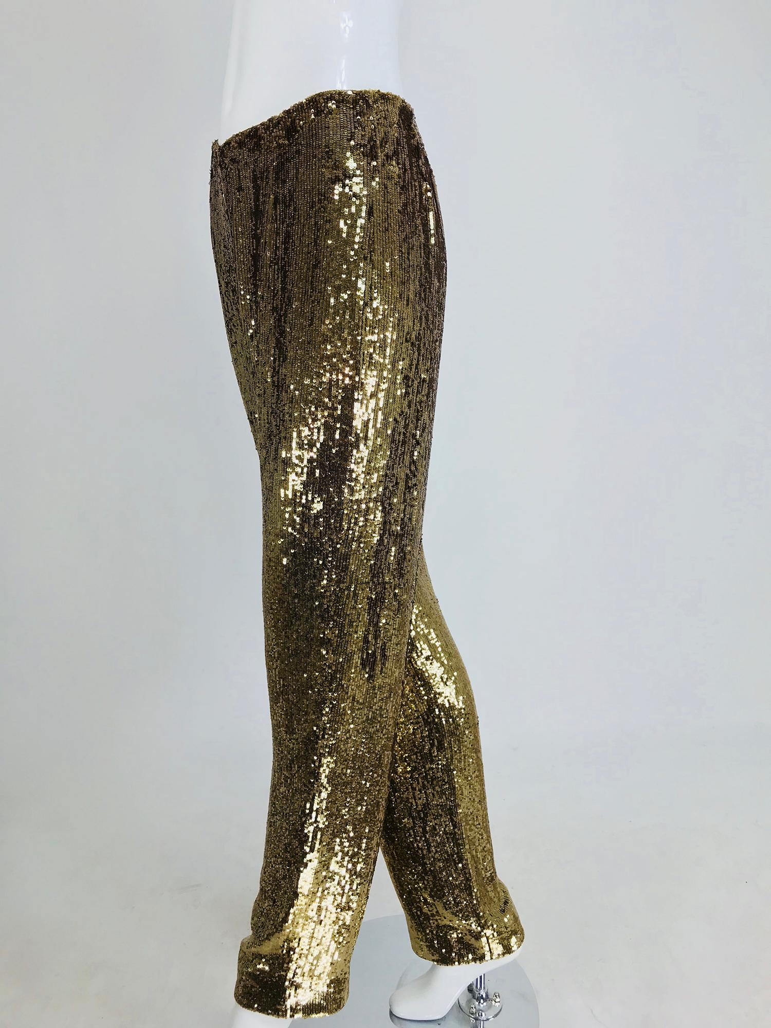 Ralph Rucci Burnished Gold Sequin Evening Trouser For Sale 3