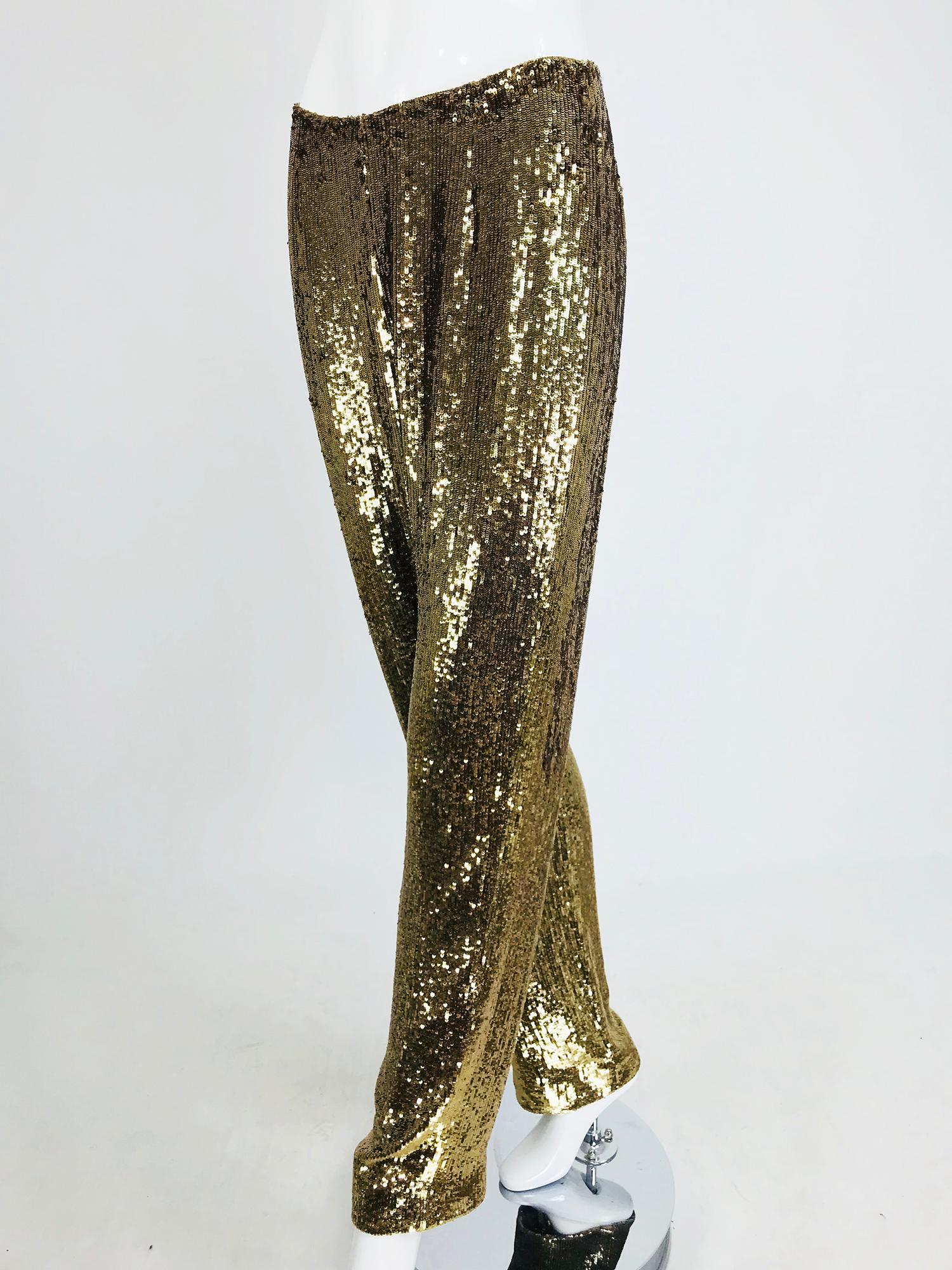 Ralph Rucci Burnished Gold Sequin Evening Trouser For Sale 4