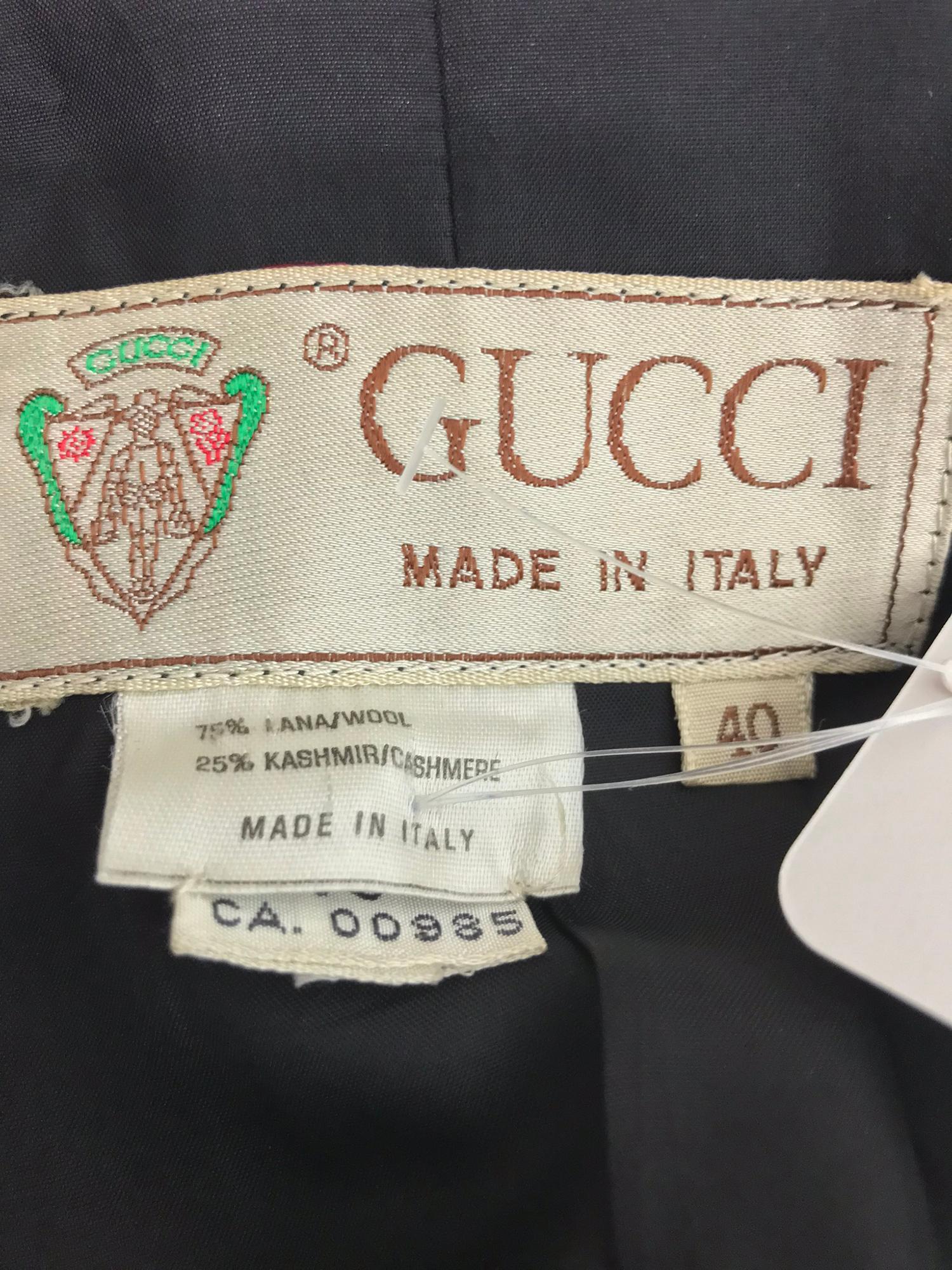 Gucci Charcoal Windowpane Check Wool Cashmere Blazer 1980s 9