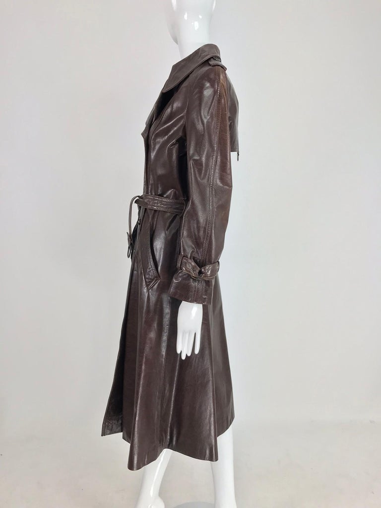 chocolate brown leather trench coat