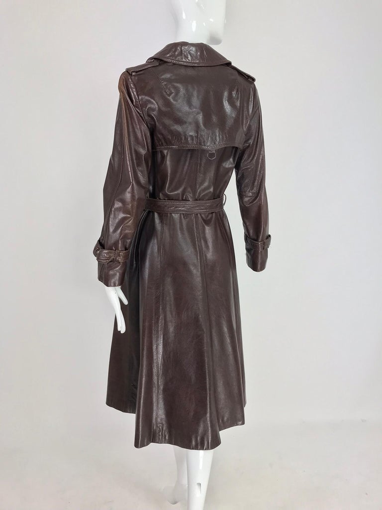 chocolate brown leather trench coat