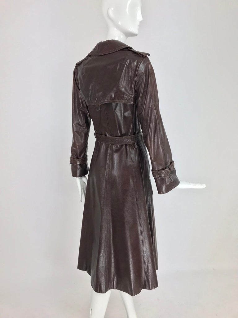 chocolate brown leather trench coat