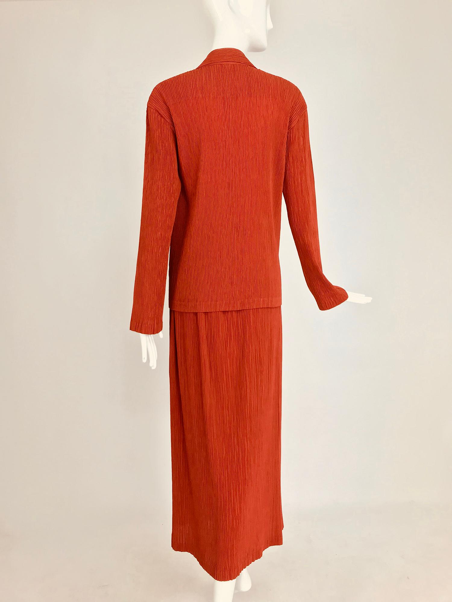 Women's Issey Miyake Fete paprika pleated top and skirt set 