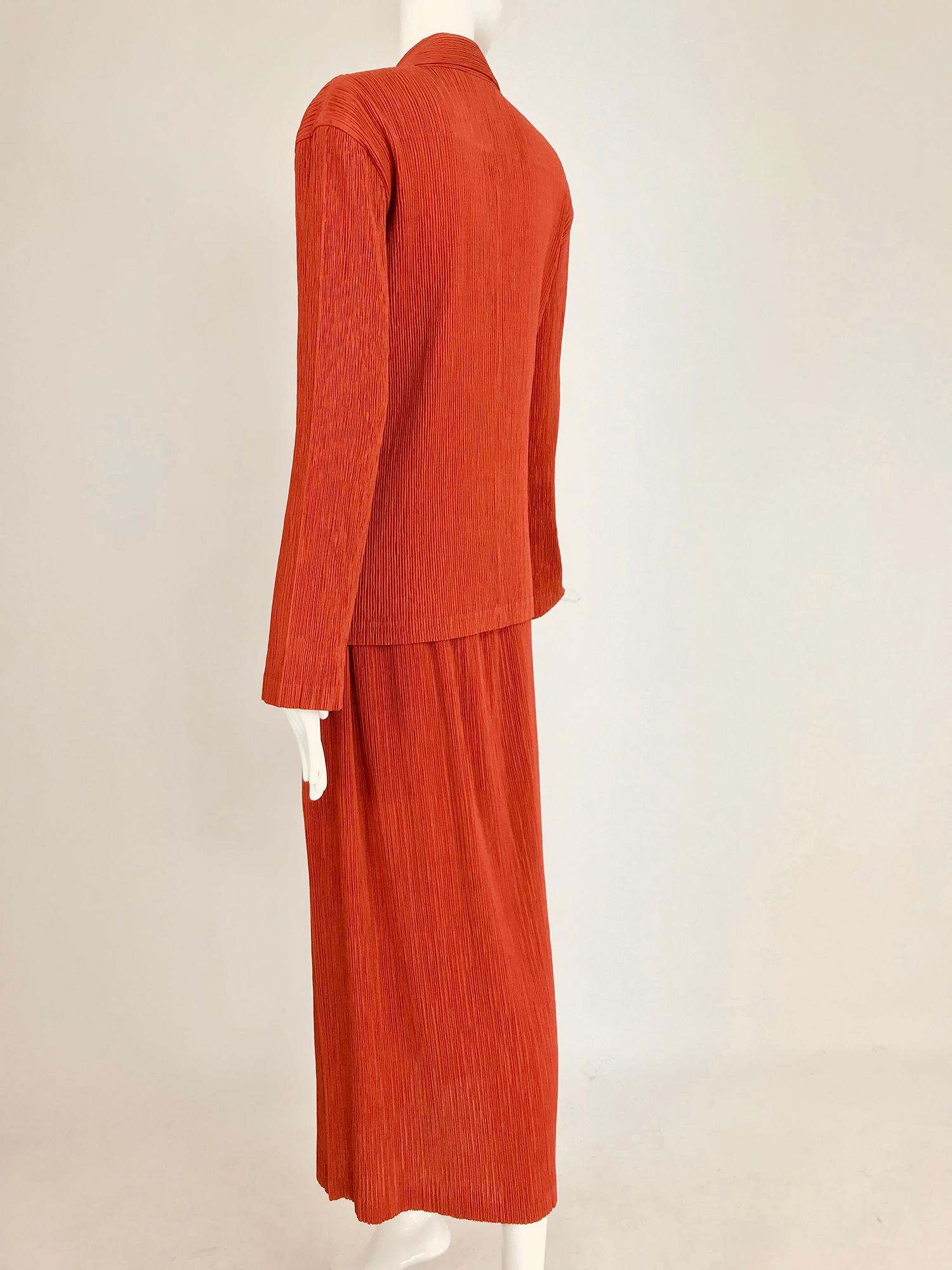 Issey Miyake Fete paprika pleated top and skirt set  1
