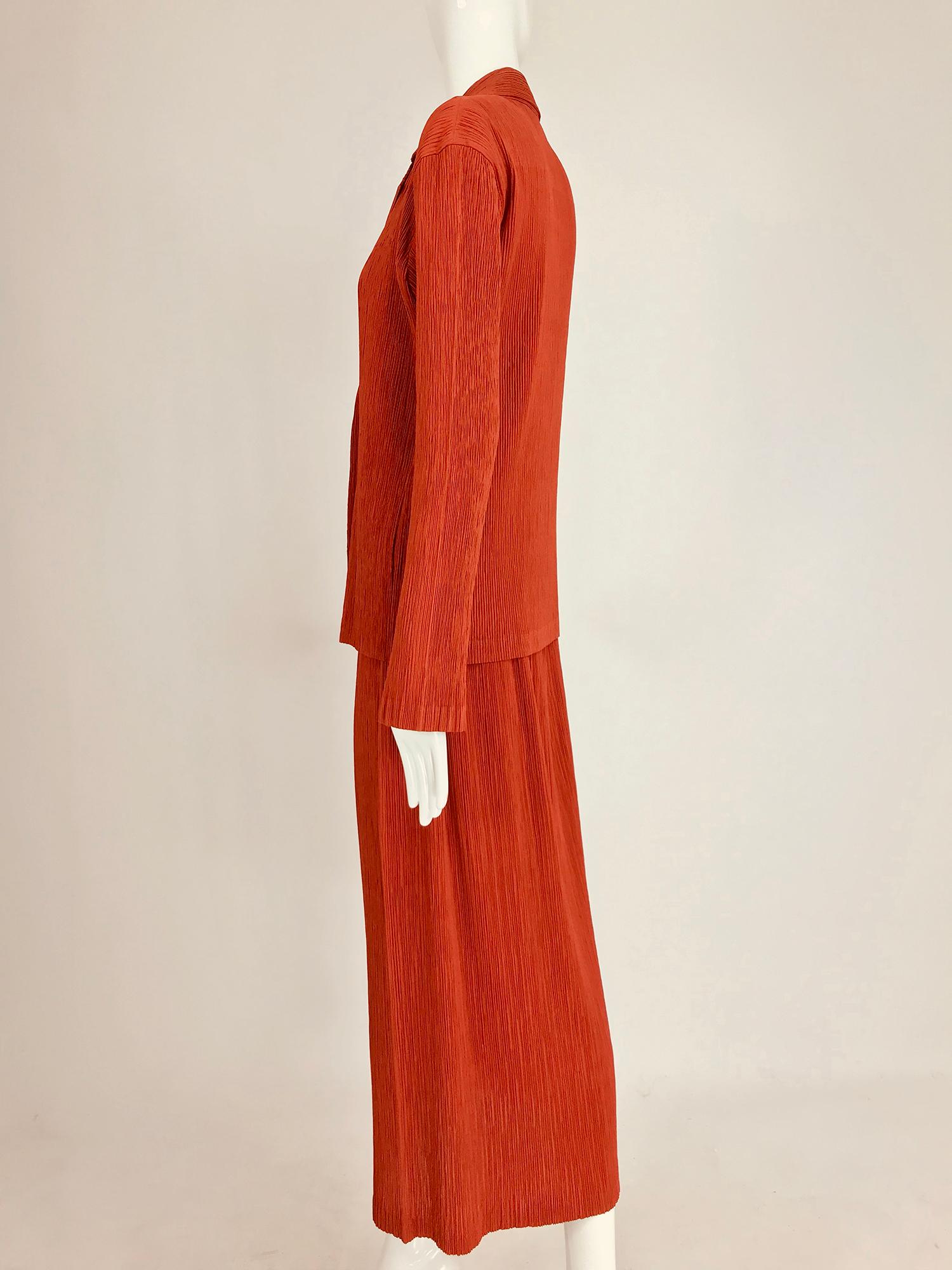 Issey Miyake Fete paprika pleated top and skirt set  2