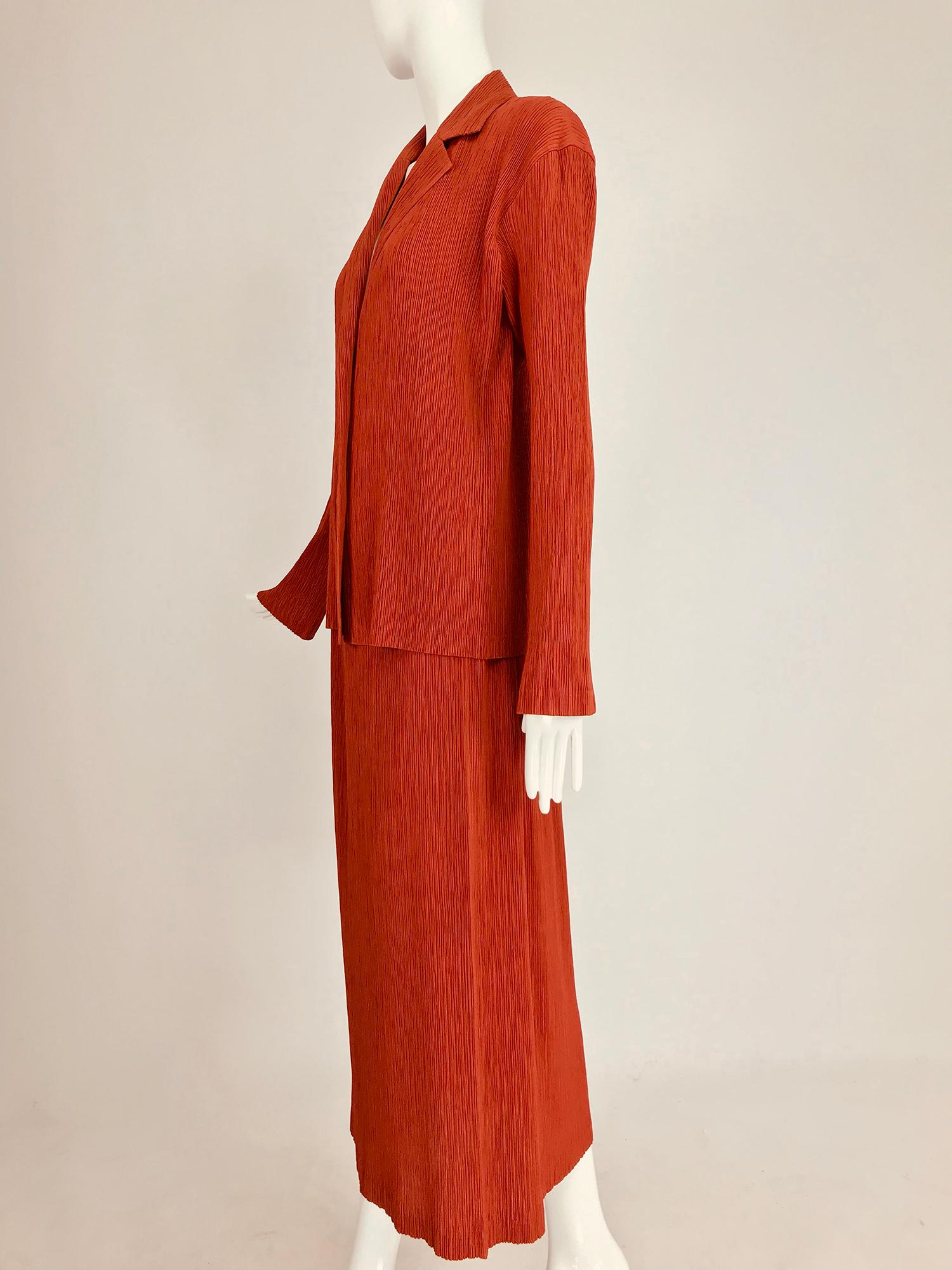 Issey Miyake Fete paprika pleated top and skirt set  3