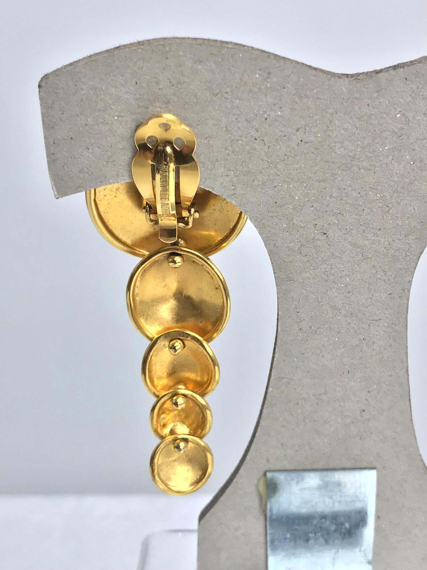 Women's Robert Lee Morris Articulated matte gold earrings 1980s